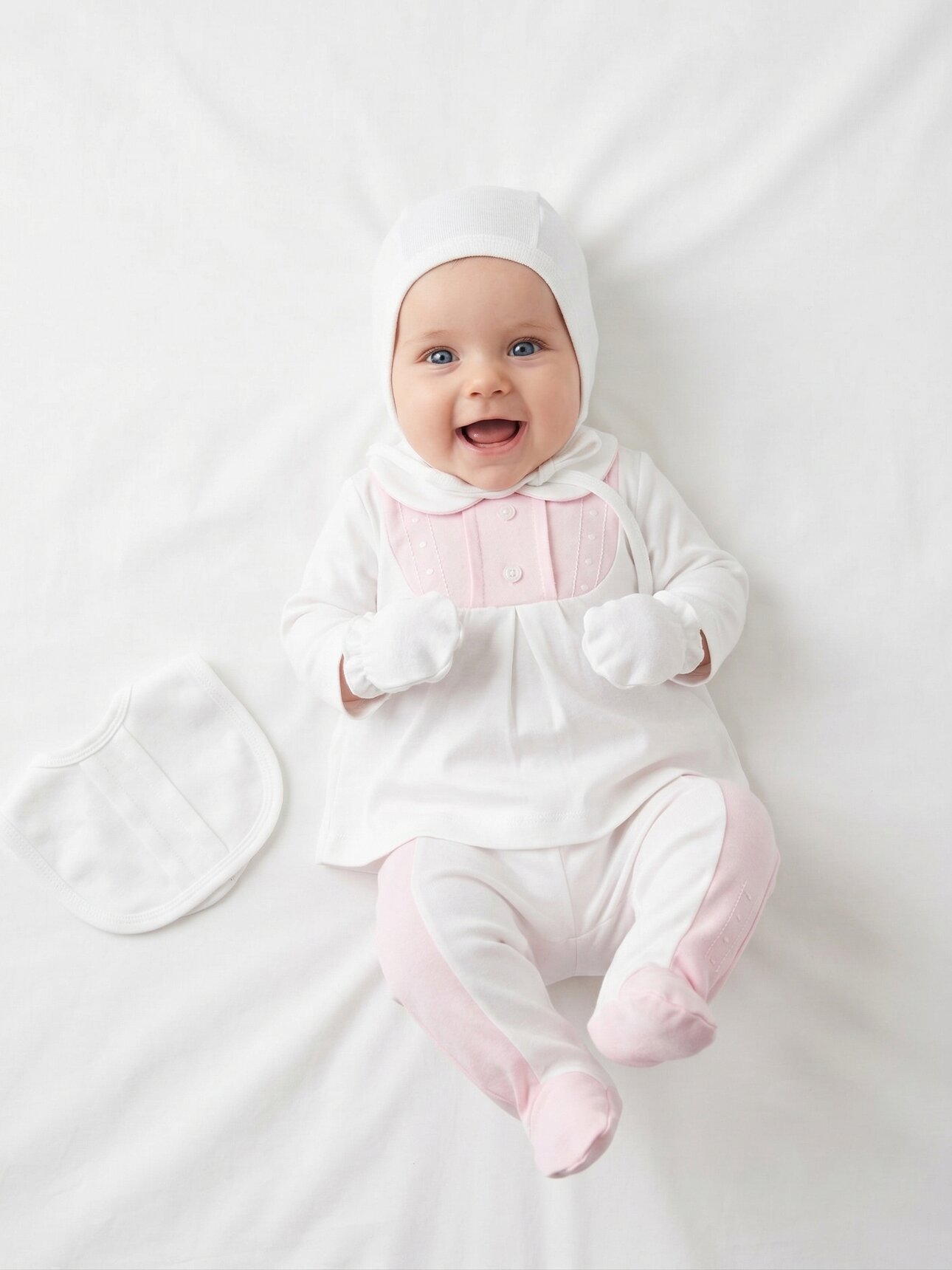 Pamuklu Bebe Yaka Sırtı Boydan Çıtçıtlı Kız Bebek 5li Hastane Çıkışı - Detay Görseli 6