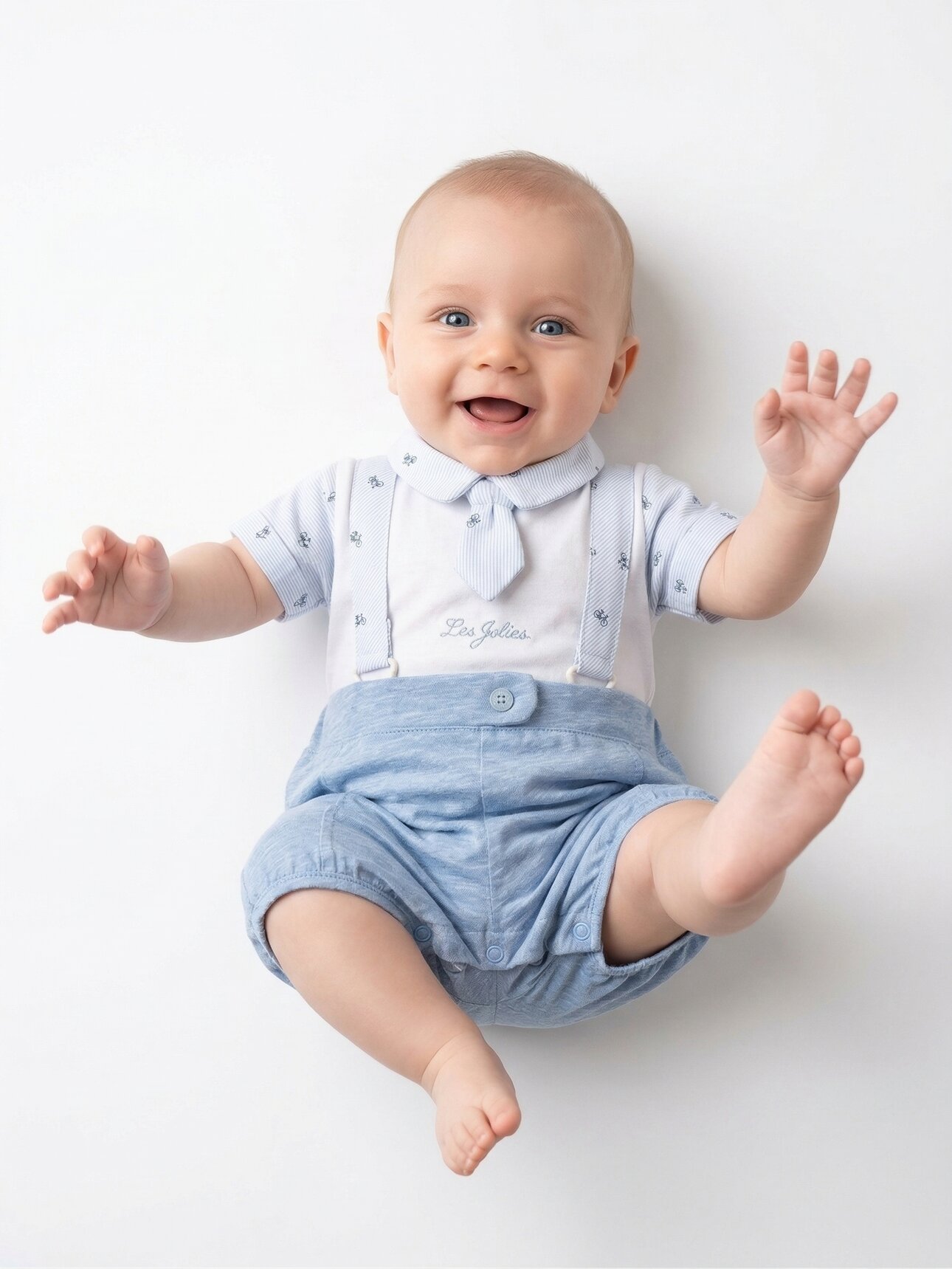 Yazlık Organik Yenidoğan Omuzdan Çıtçıtlı Salopet %100 Pamuk Erkek Bebek Şortlu Tulum