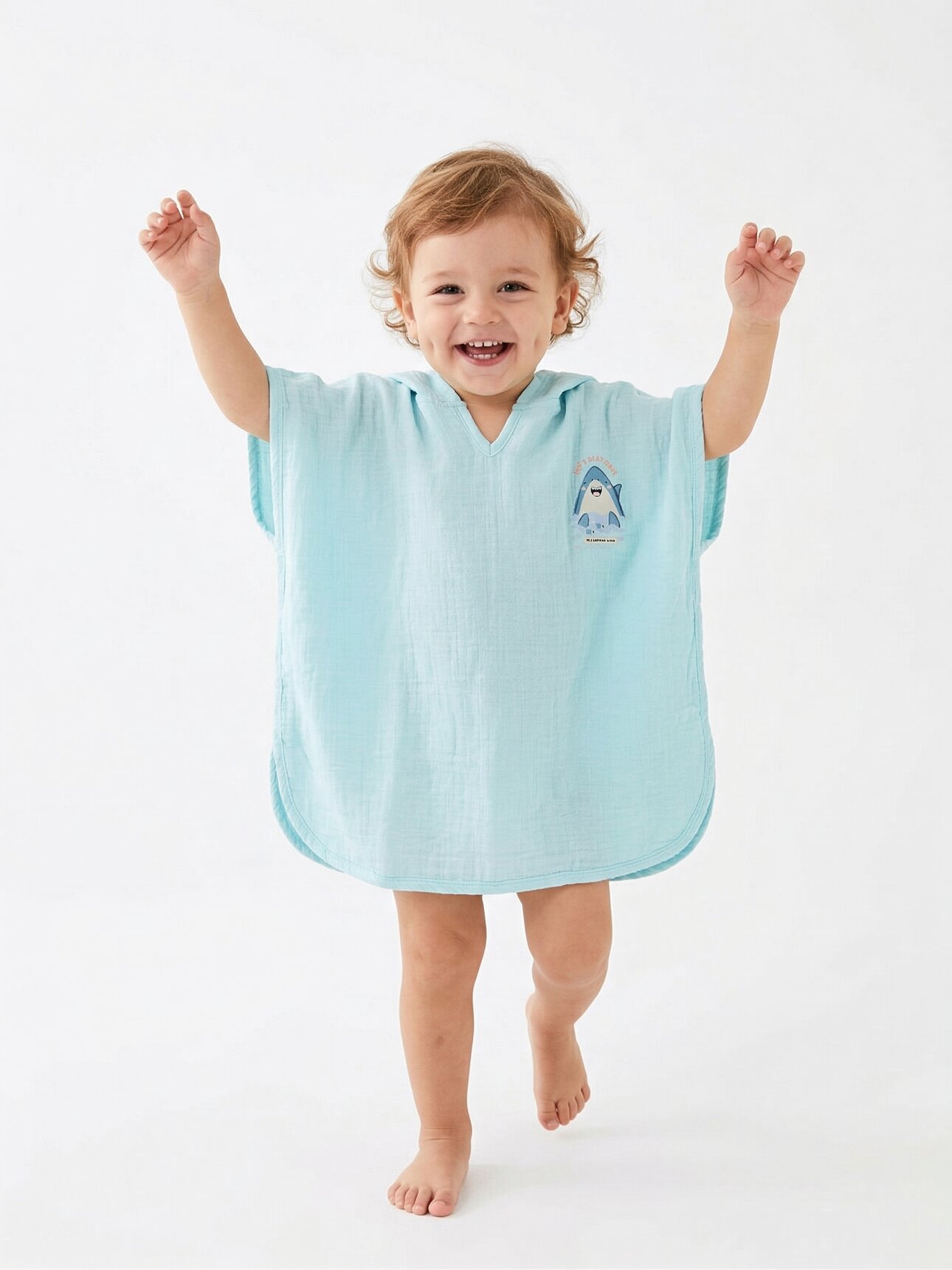 Müslin Organik Deniz Atıı Detaylı 1-5 Yaş Uyumlu Standart Beden Erkek Bebek Bornoz