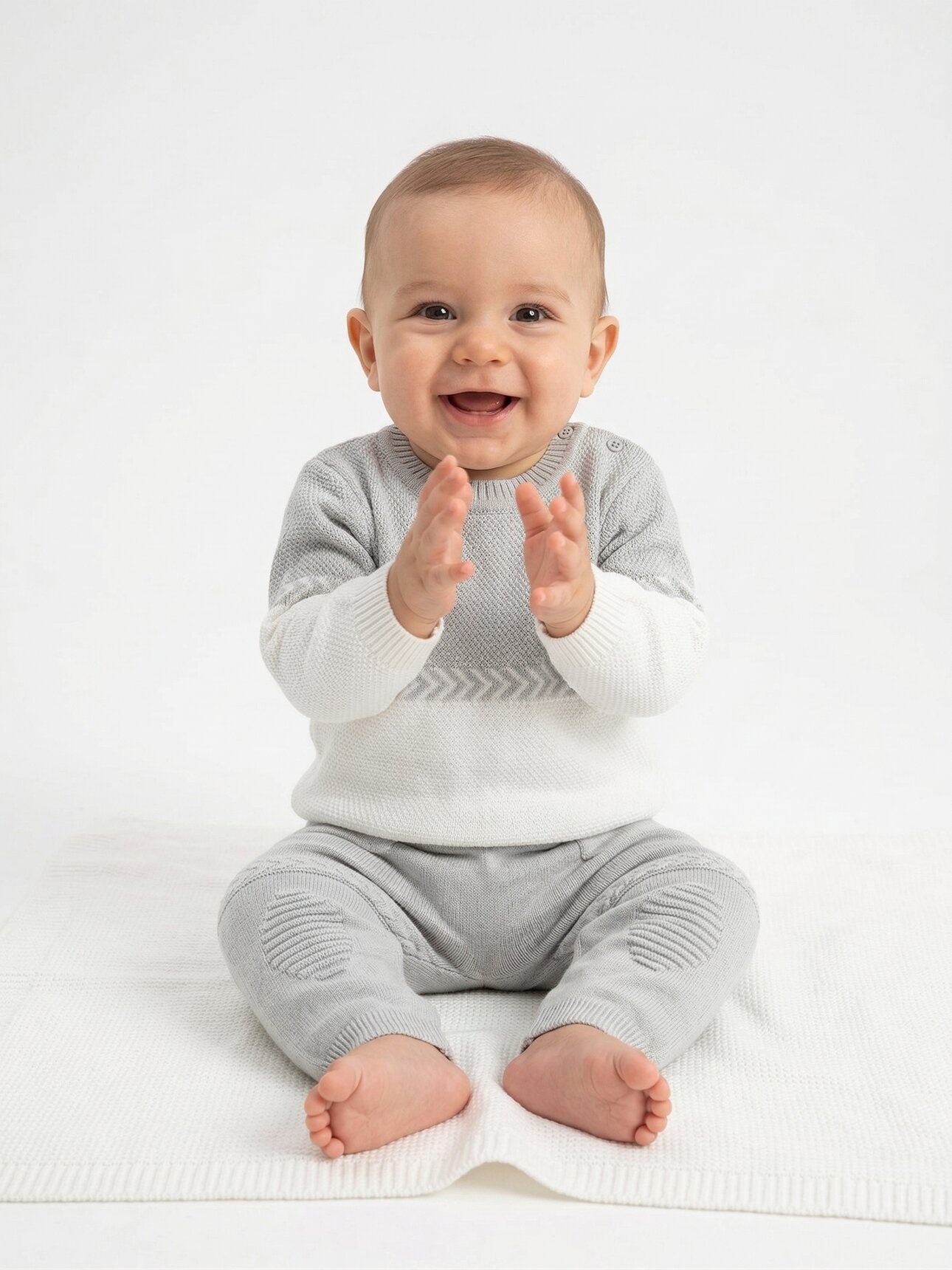 Pamuklu Triko Yama Detaylı Premium 2li Erkek Bebek Takım