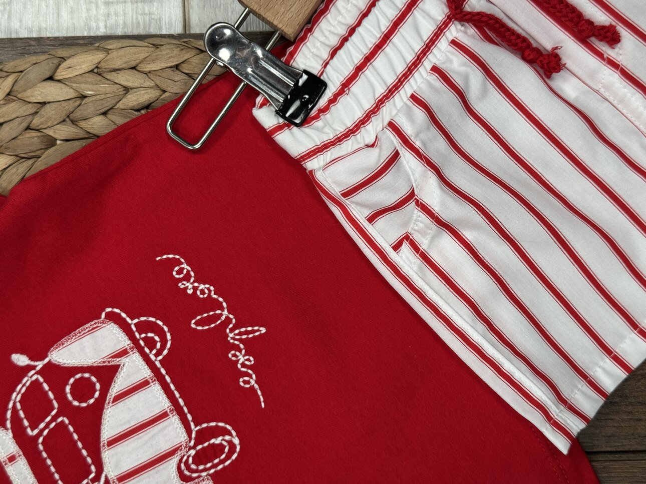 Pamuklu Karavan Detaylı Şeritli Poplin Kumaş Şortlu Erkek Bebek 2li  Takım