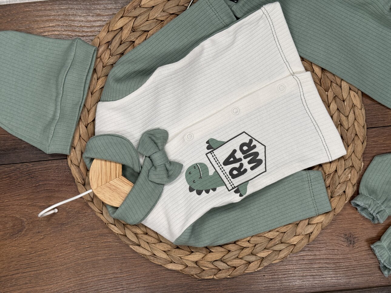 Pamuklu Papyon Detaylı Erkek Bebek 5li Hastane Çıkışı