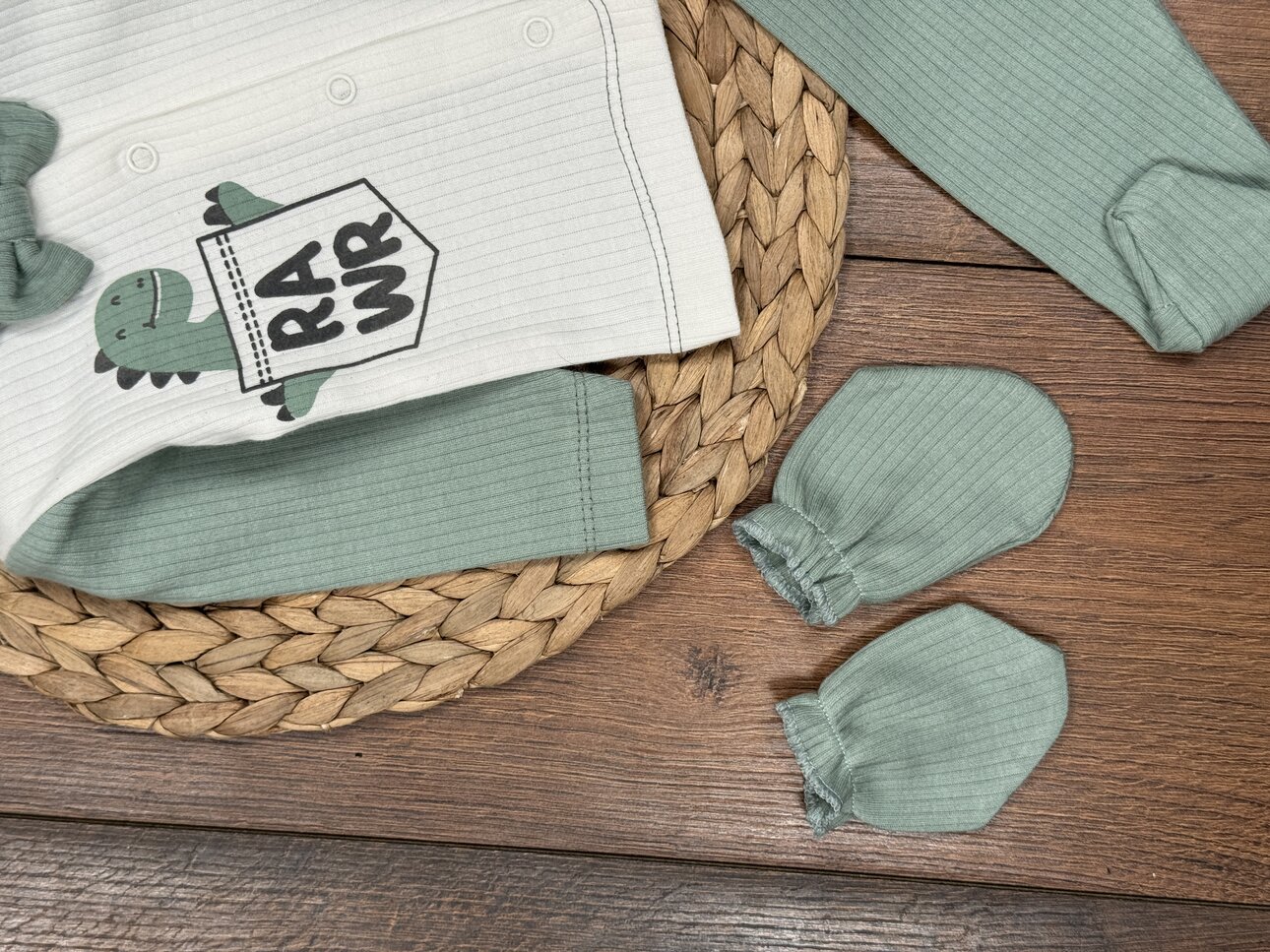 Pamuklu Papyon Detaylı Erkek Bebek 5li Hastane Çıkışı