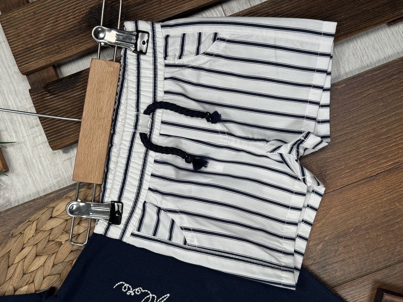 Pamuklu Karavan Detaylı Şeritli Poplin Kumaş Şortlu Erkek Bebek 2li Takım