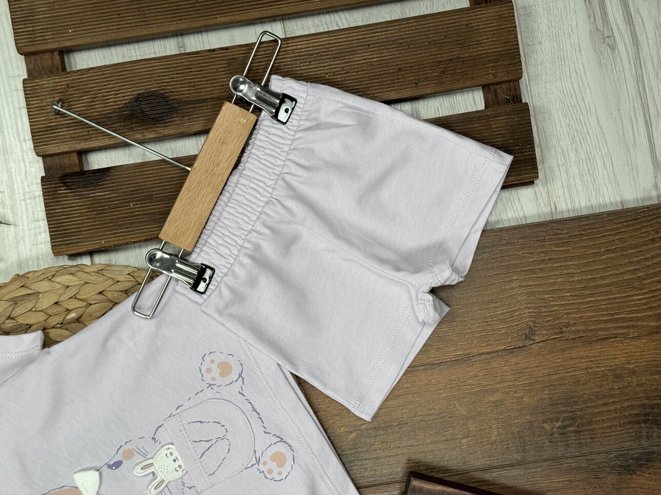 Pamuklu Tavşan Detaylı Kız Bebek 2li Şortlu Takım - Detay Görseli 5