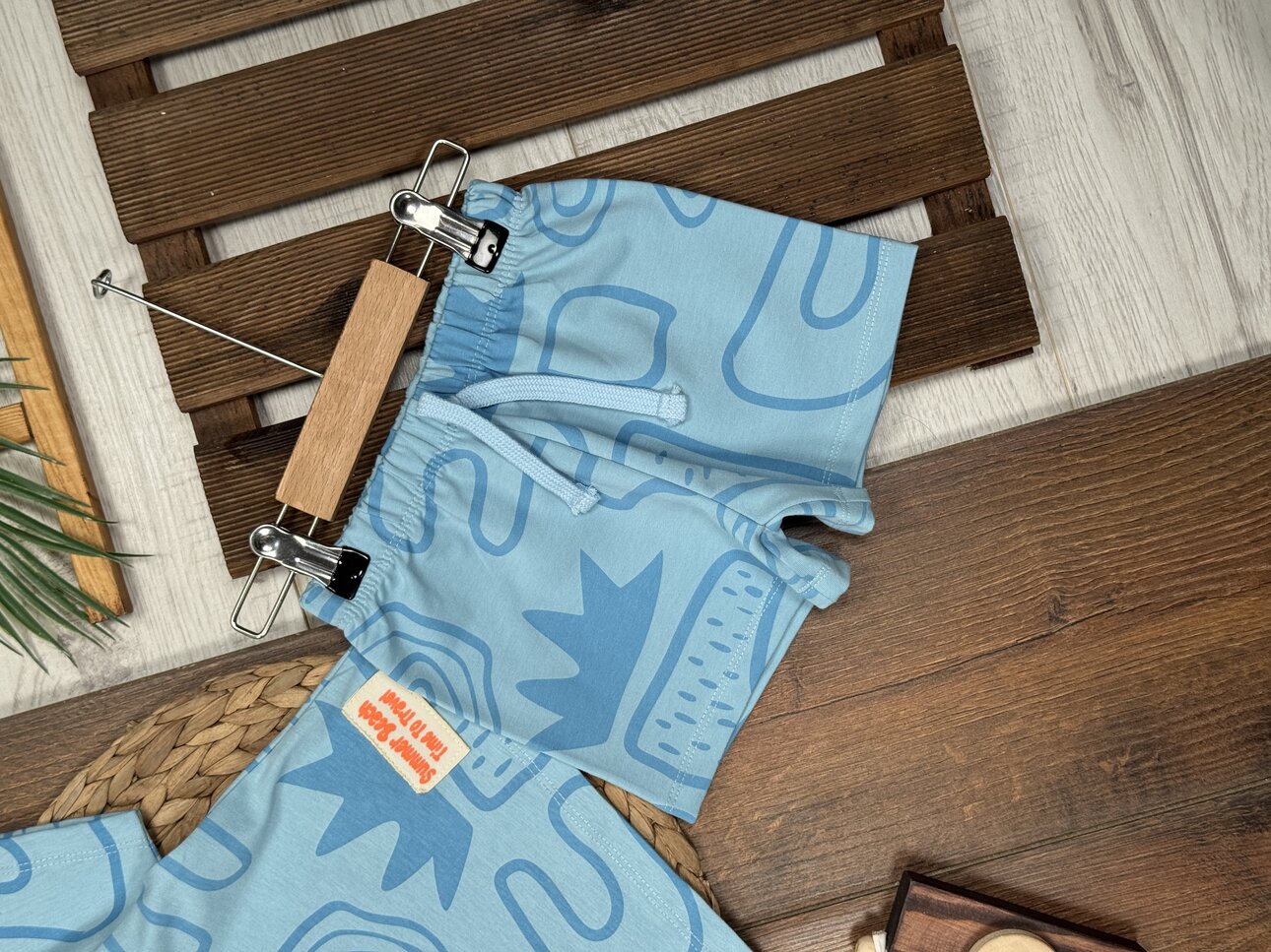 Pamuklu Sevimli Bitki Detaylı Şortlu Erkek Bebek 2li Takım