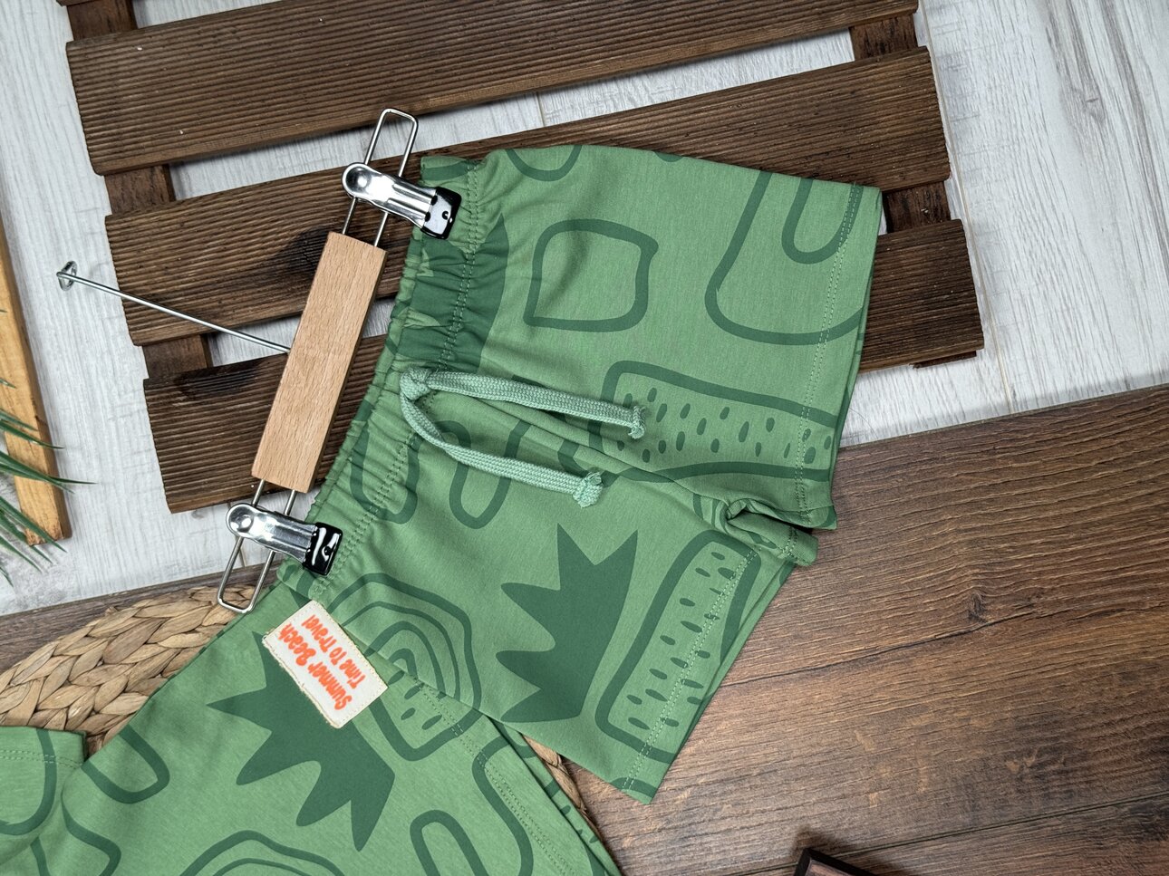 Pamuklu Sevimli Bitki Detaylı Şortlu Erkek Bebek 2li Takım