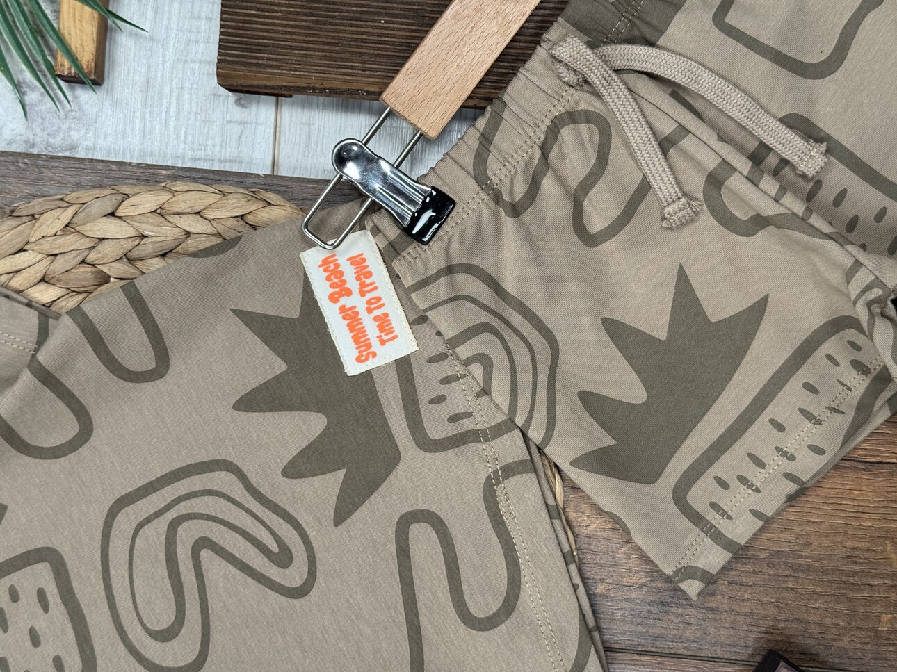 Pamuklu Sevimli Bitki Detaylı Şortlu Erkek Bebek 2li Takım