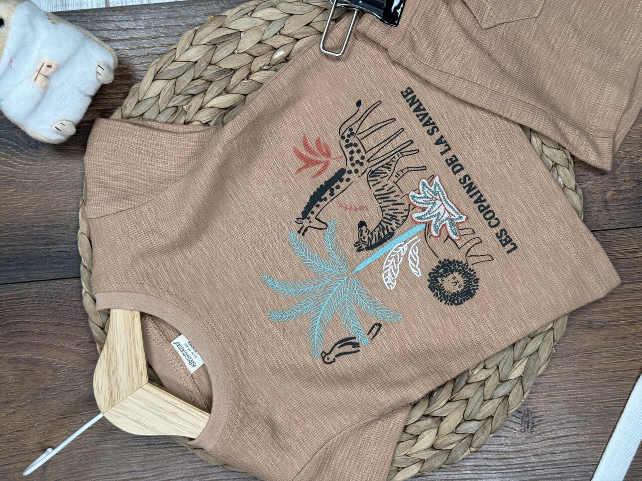 Pamuk Safari Macerası Desenli Erkek Bebek 2li Takım