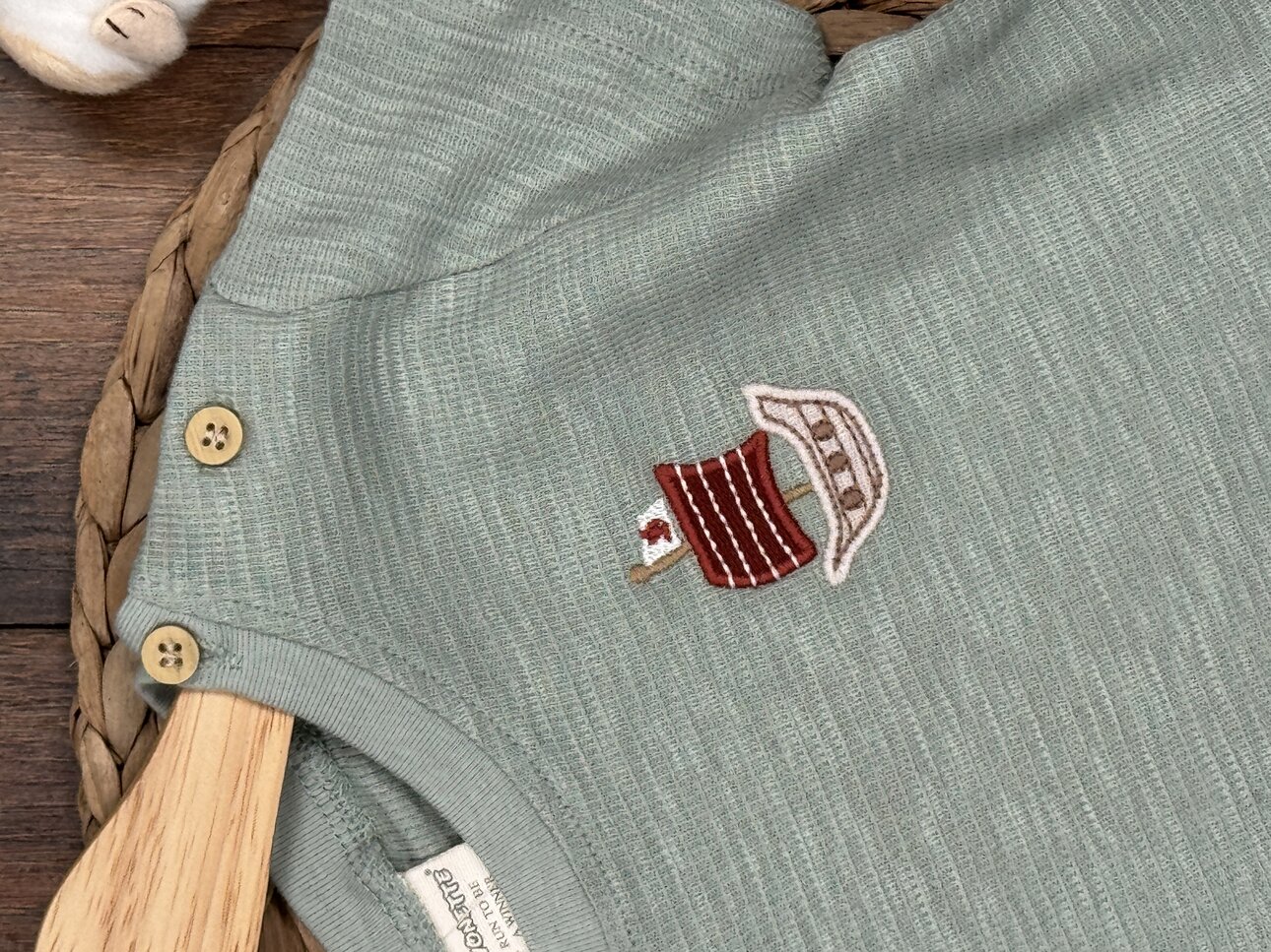 Pamuk Yelken Nakış Detaylı Waffle Kumaş Şortlu Erkek Bebek 2li Takım