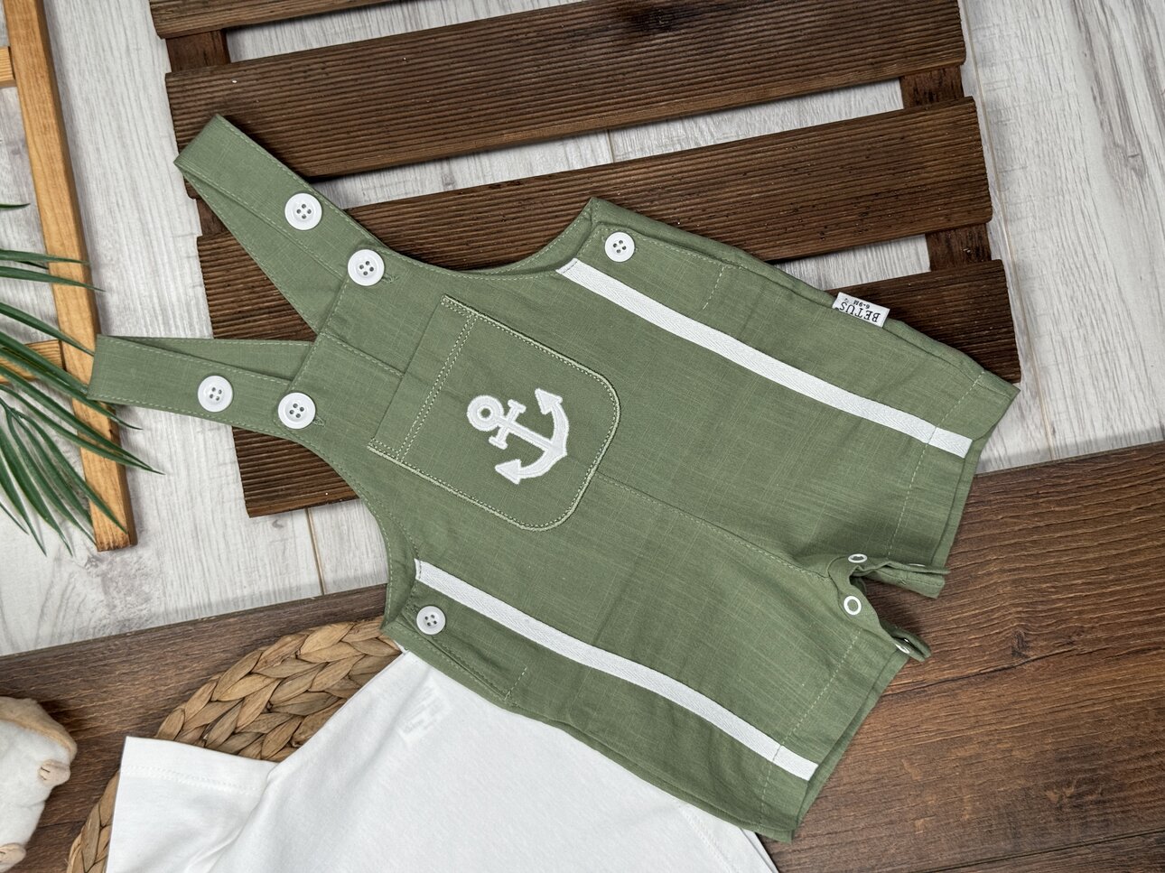 Pamuklu Denizci Detaylı Salopet Tulum Erkek Bebek 2li Takım