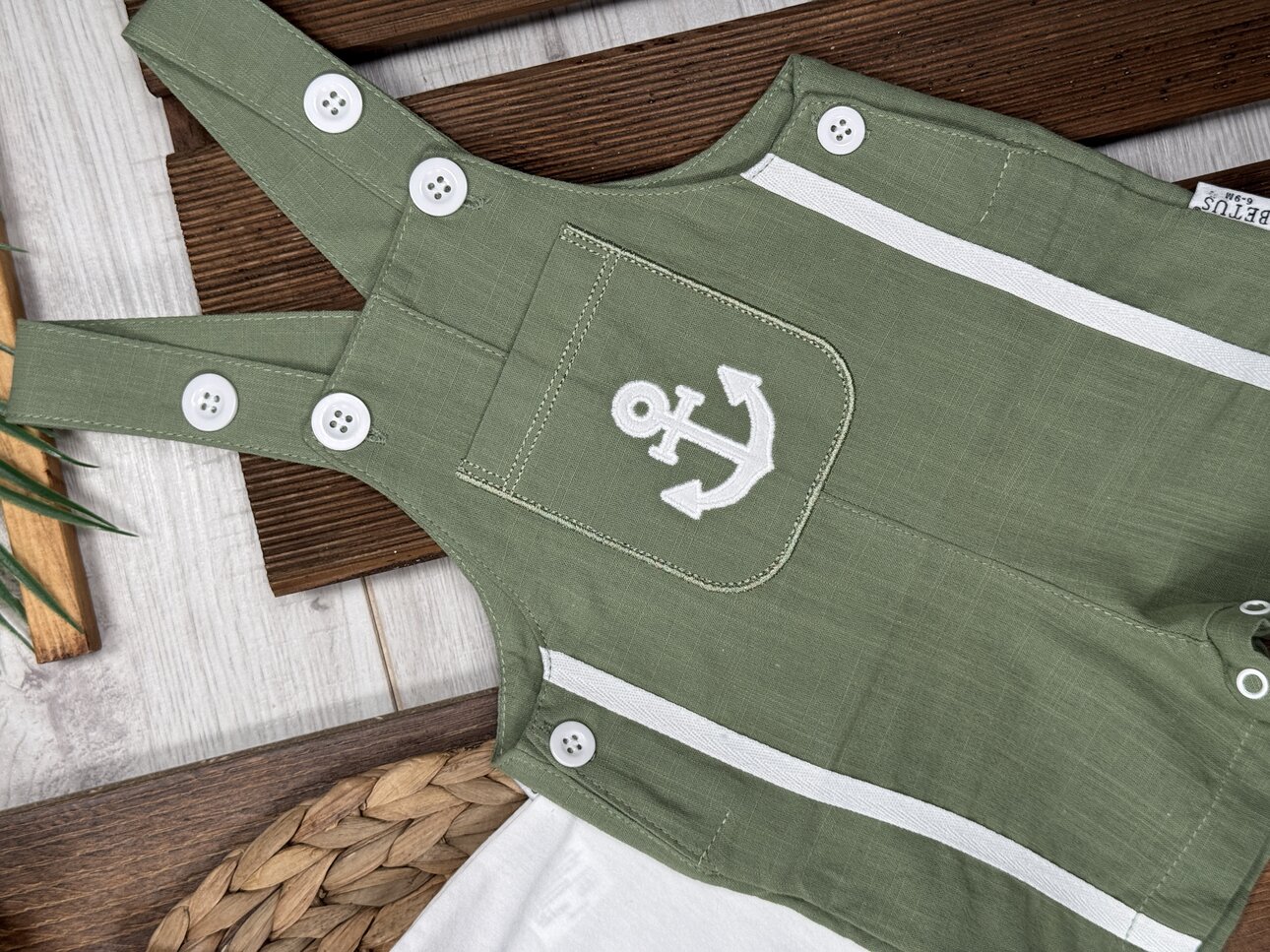 Pamuklu Denizci Detaylı Salopet Tulum Erkek Bebek 2li Takım