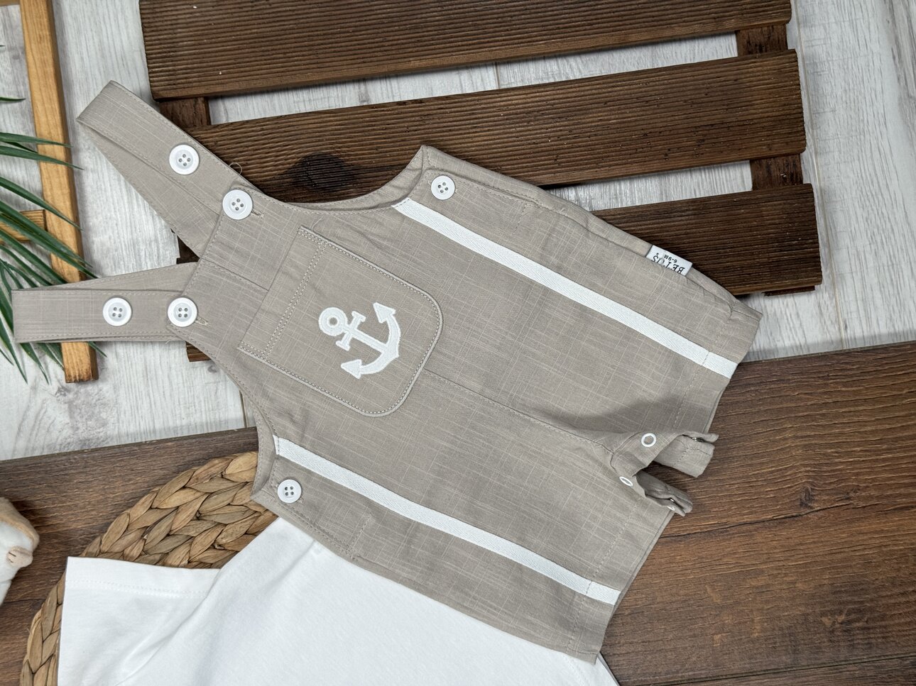 Pamuklu Denizci Detaylı Salopet Tulum Erkek Bebek 2li Takım