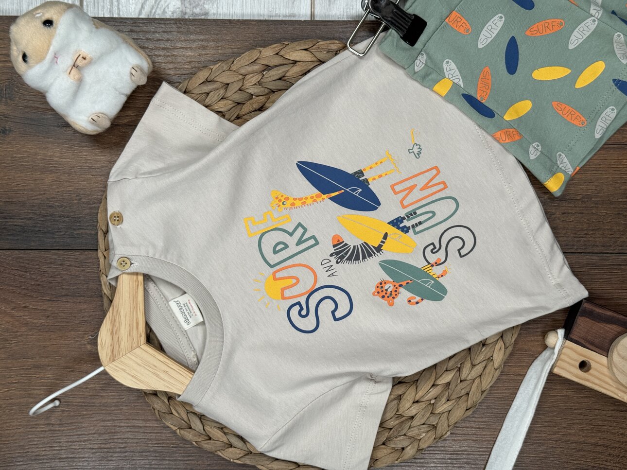 Organik Pamuklu Surf Detaylı Erkek Bebek 2li Takım