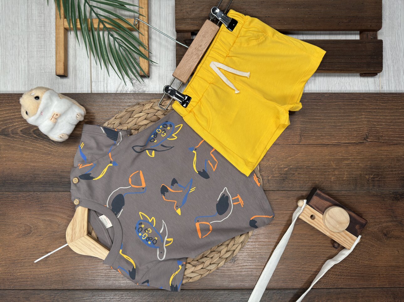 Pamuklu Sevimli Deniz Canlıları Desenli Erkek Bebek 2li Şortlu Takım