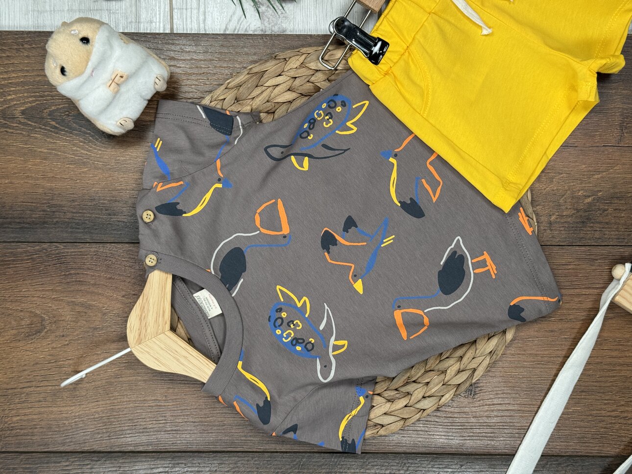 Pamuklu Sevimli Deniz Canlıları Desenli Erkek Bebek 2li Şortlu Takım