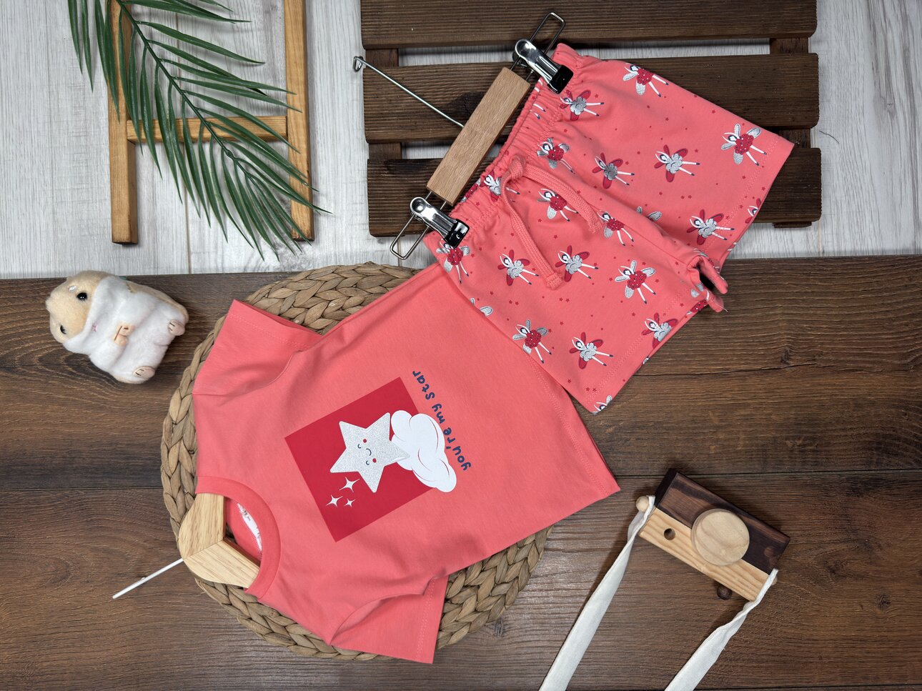 Pamuk Yıldız Desenli Kız Bebek Şortlu 2li Takım - Görsel 3