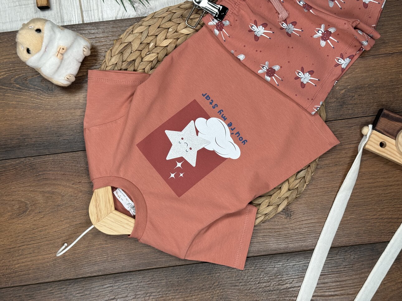 Pamuk Yıldız Desenli Kız Bebek Şortlu 2li Takım - Görsel 4