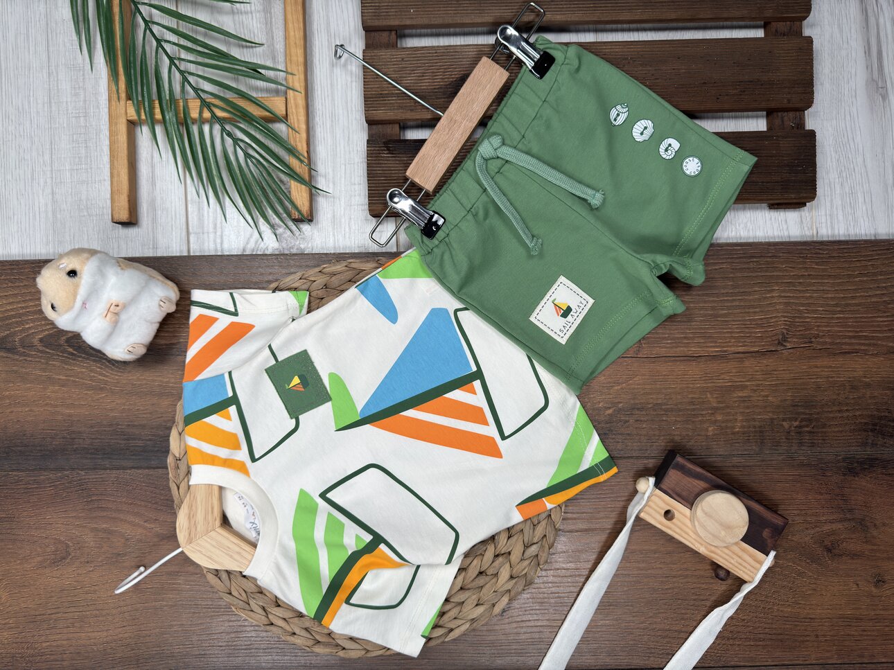 Pamuklu Yelken DetaylıŞortlu Erkek Bebek 2li Takım