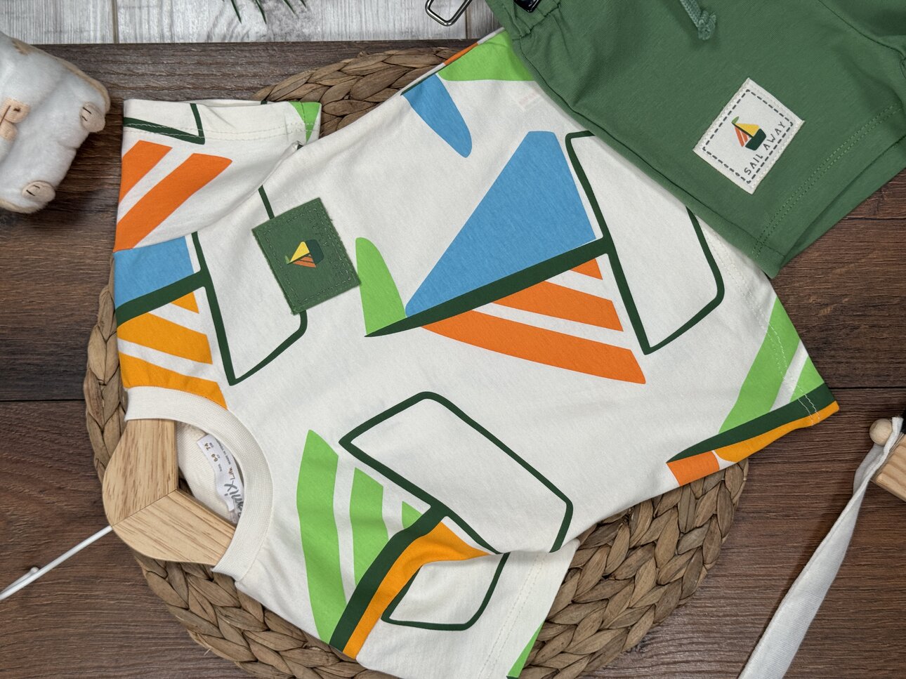 Pamuklu Yelken DetaylıŞortlu Erkek Bebek 2li Takım