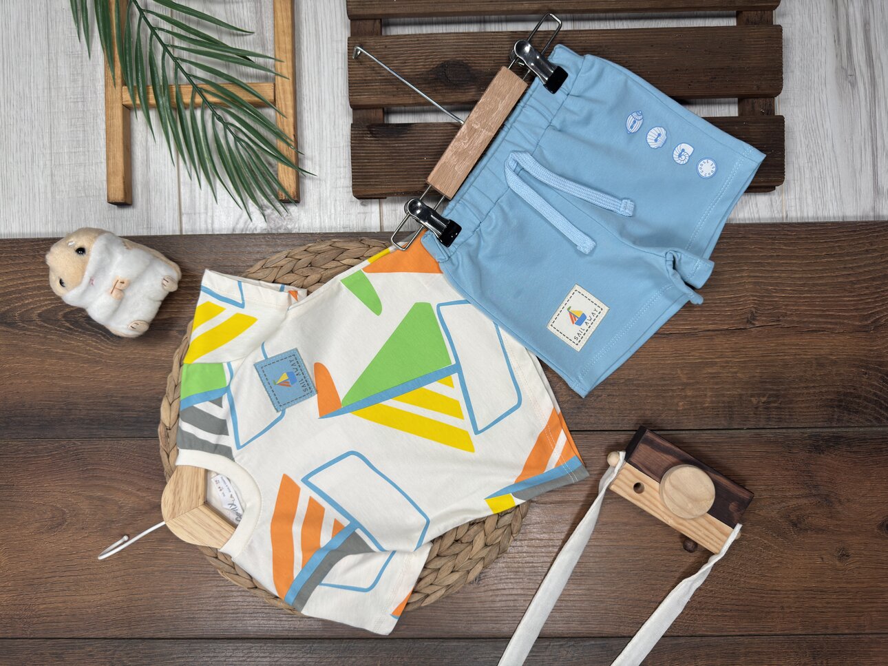 Pamuklu Yelken Detaylı Şortlu Erkek Bebek 2li Takım