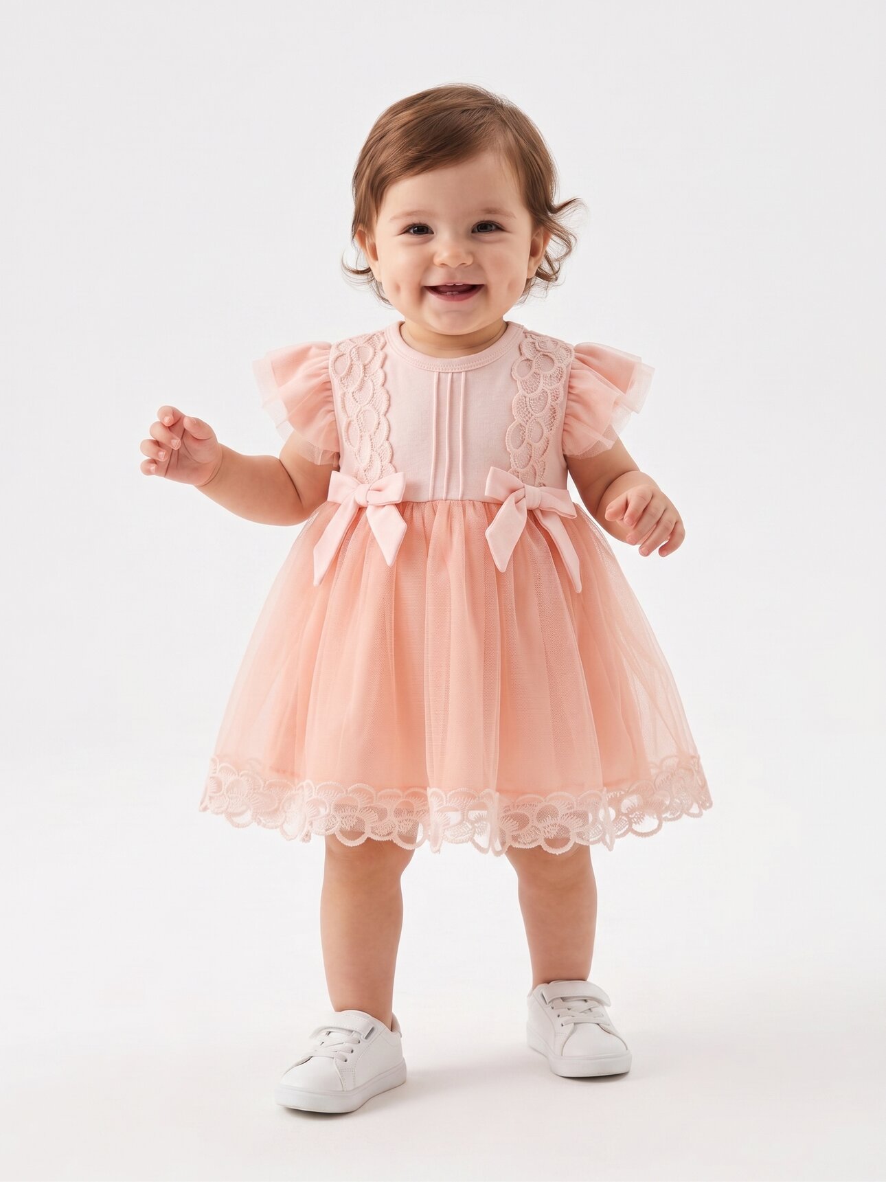 Organik Dantel Detaylı Kız Bebek Elbise