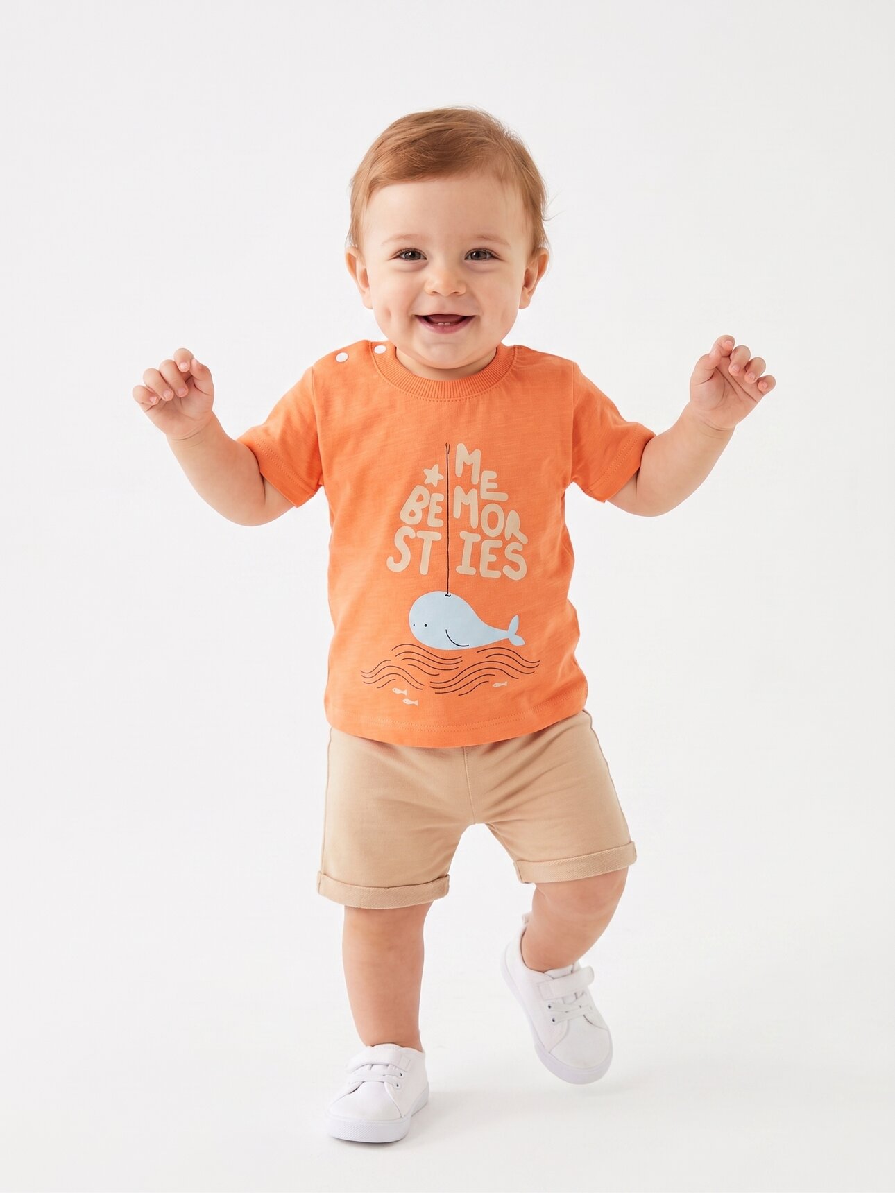 Pamuklu Balina Detaylı 2li  Erkek Bebek Takım