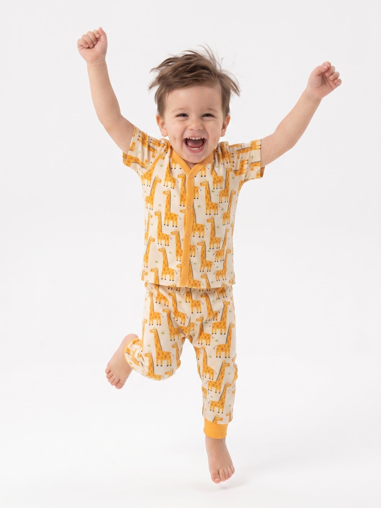 Pamuklu Zürafa Detaylı  2li  Erkek Bebek Pijama Takımı