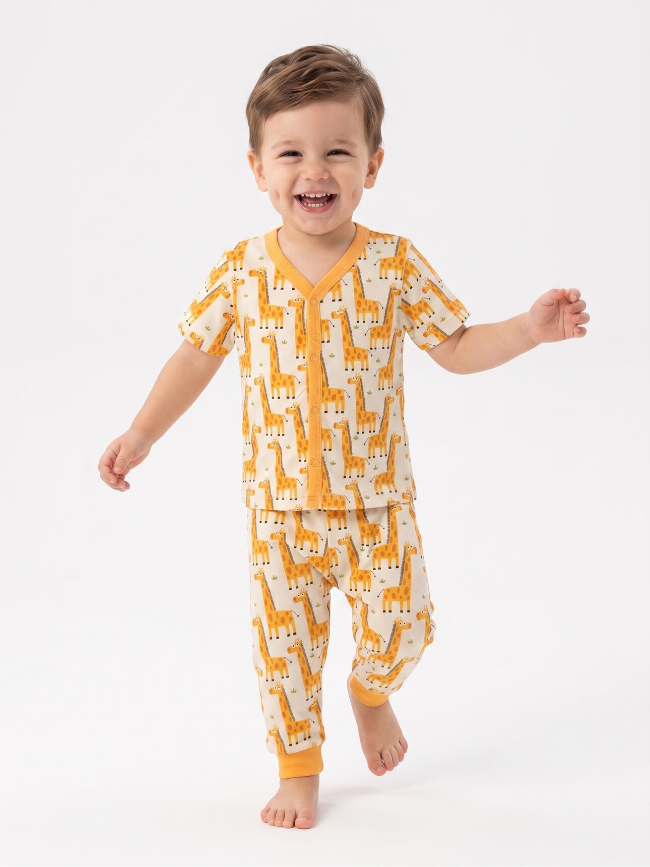 Pamuklu Zürafa Detaylı  2li  Erkek Bebek Pijama Takımı