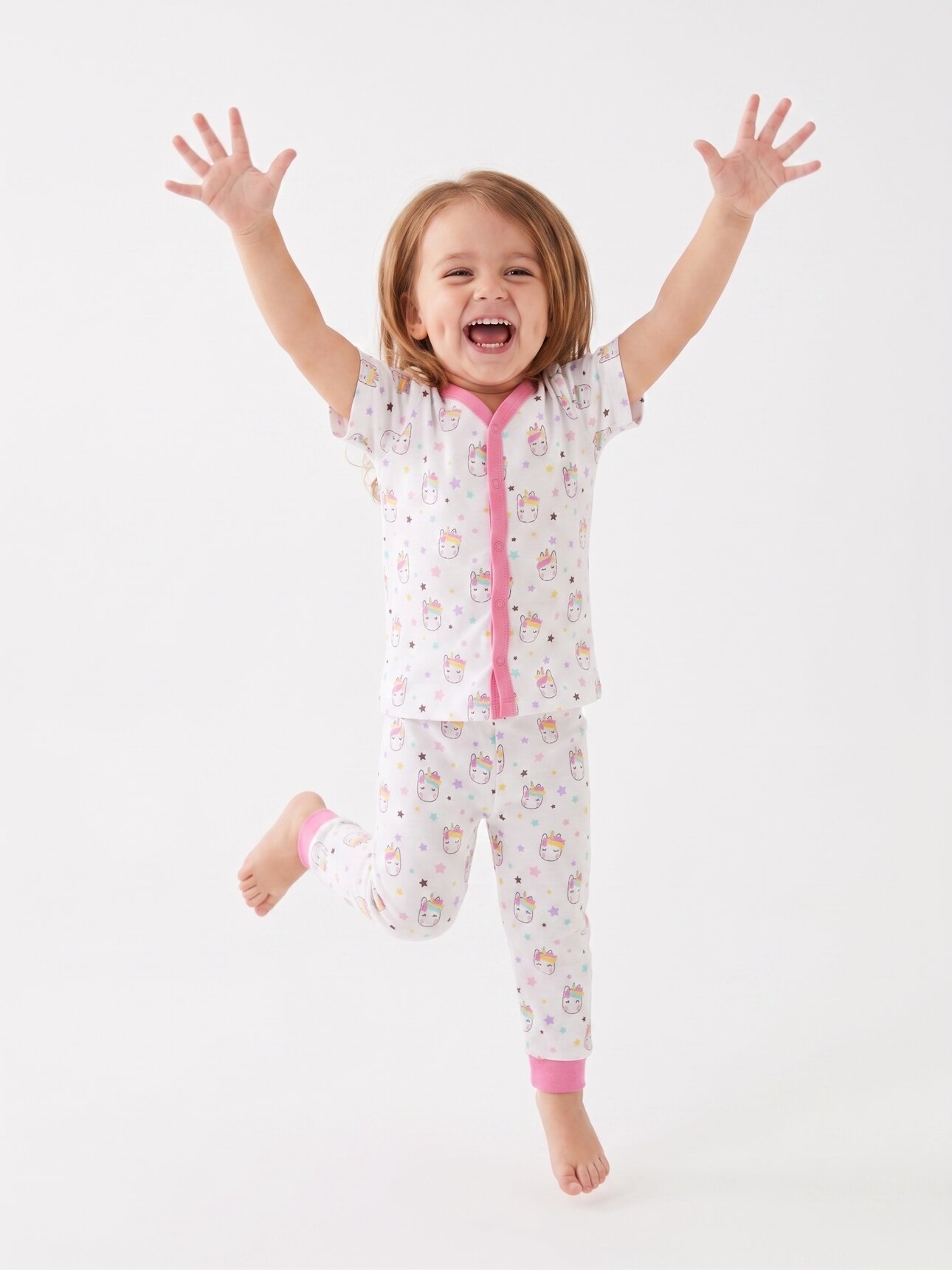 Pamuklu Çıtçıt Detaylı  2li Kız Bebek Pijama Takımı