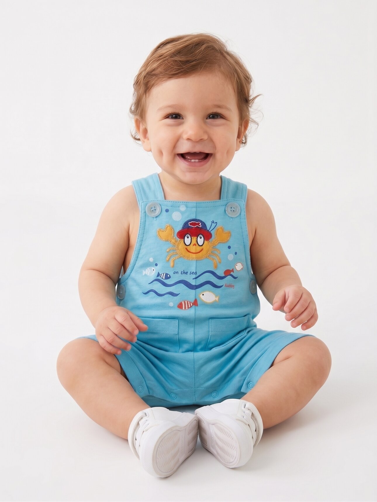 Pamuklu Deniz Temalı Erkek Bebek Slopet Tulum