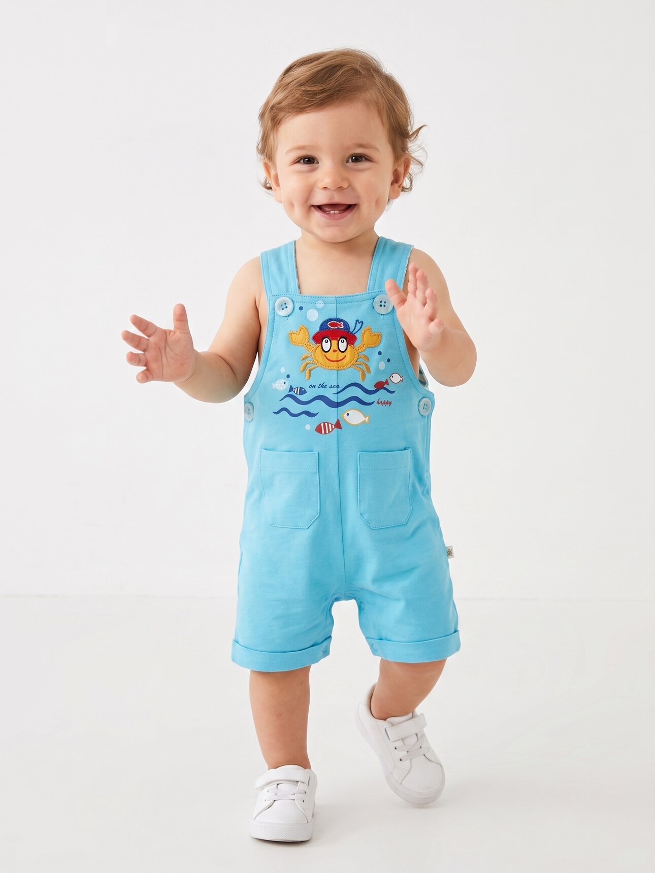 Pamuklu Deniz Temalı Erkek Bebek Slopet Tulum