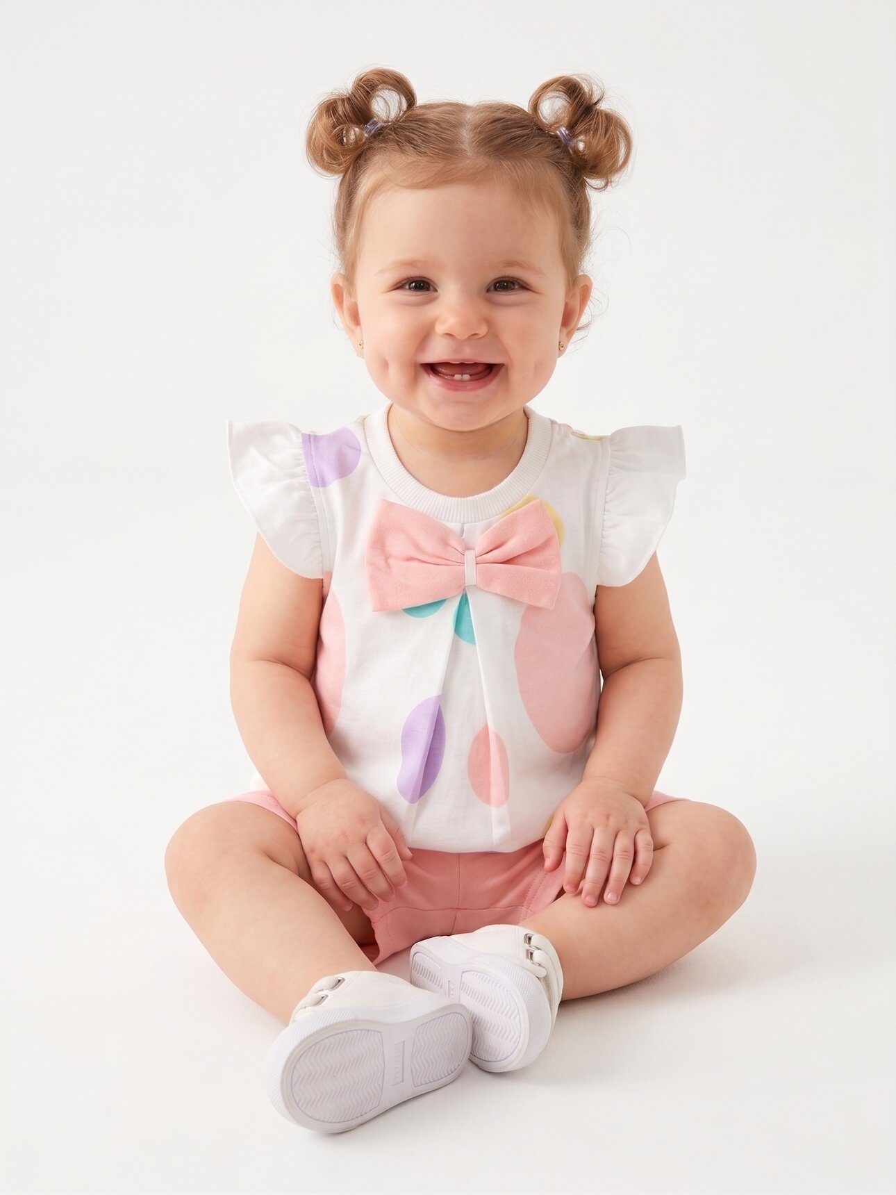 Pamuk Fİyonk Detaylı 2li Kız Bebek Takım