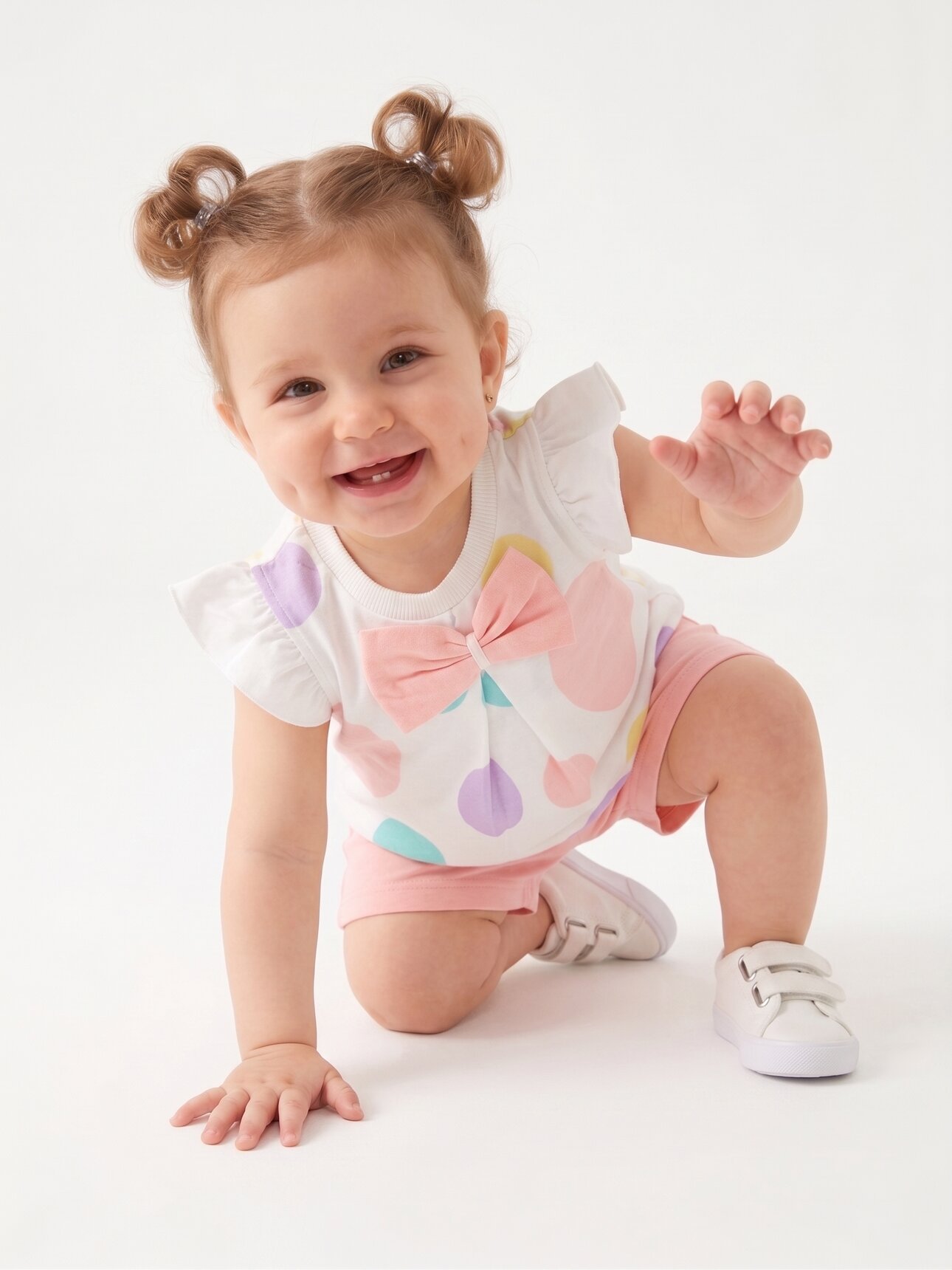 Pamuk Fİyonk Detaylı 2li Kız Bebek Takım