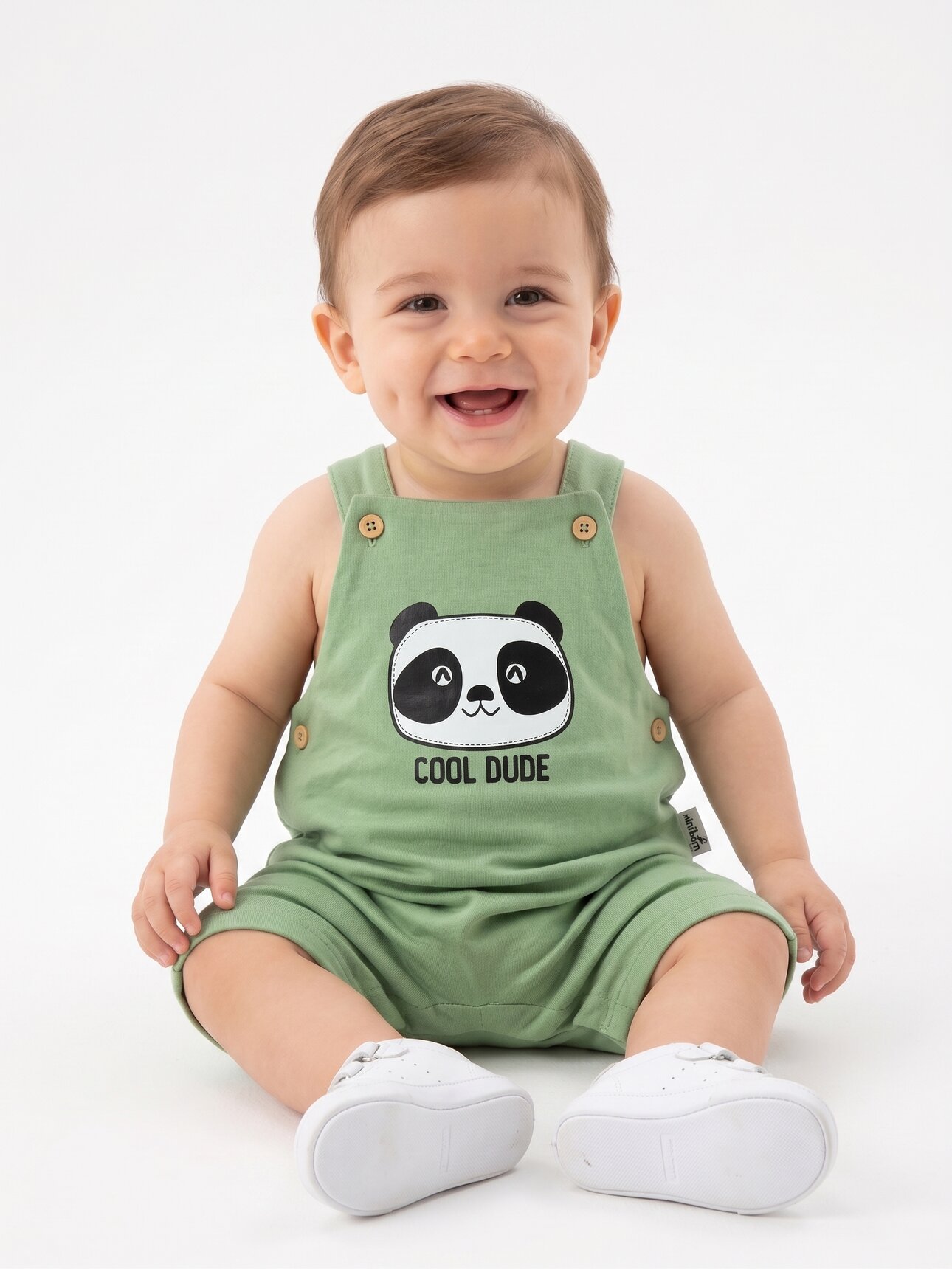 Pamuk Panda Desenli Erkek Bebek 2li Takım