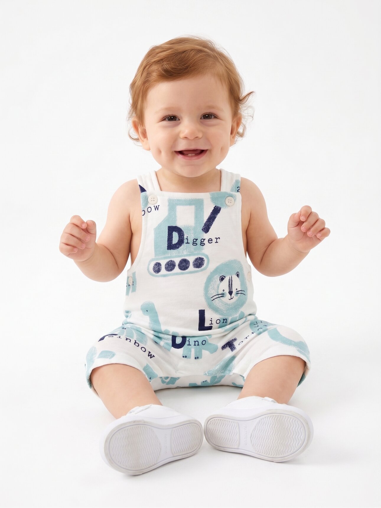 Pamuklu Animal Detaylı Erkek Bebek Salopet