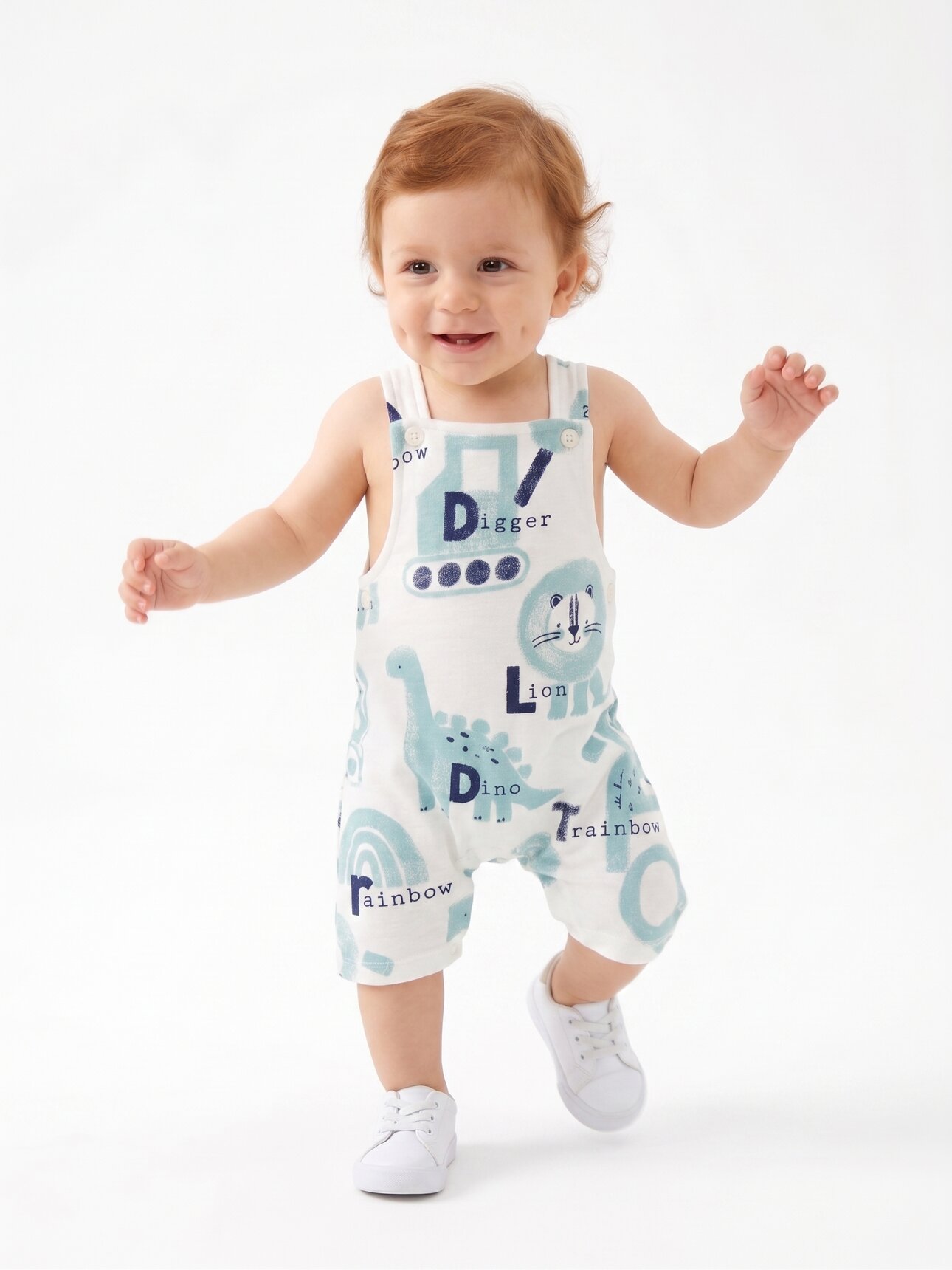 Pamuklu Animal Detaylı Erkek Bebek Salopet