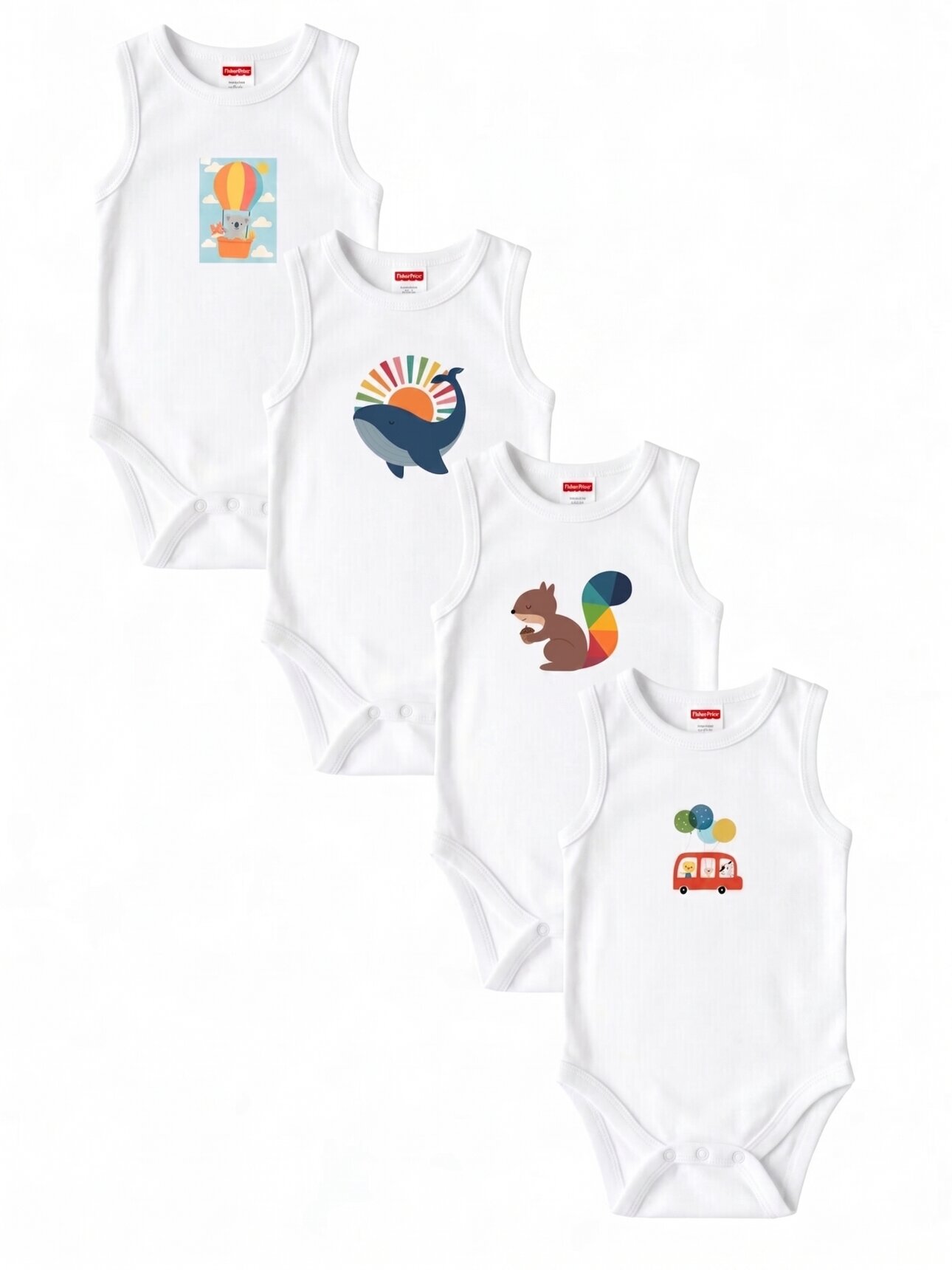 Organik Pamuklu Yarım Kollu Desenli 4lü Zıbın Set Takım