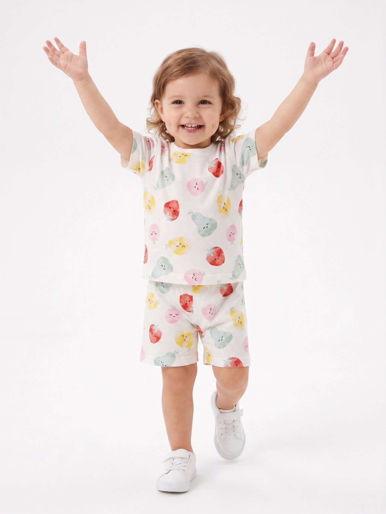 Pamuklu Armut Detaylı 2Lİ Kız Çocuk Günlük  Şortlu Takım Pijama Takımı - Görsel 2