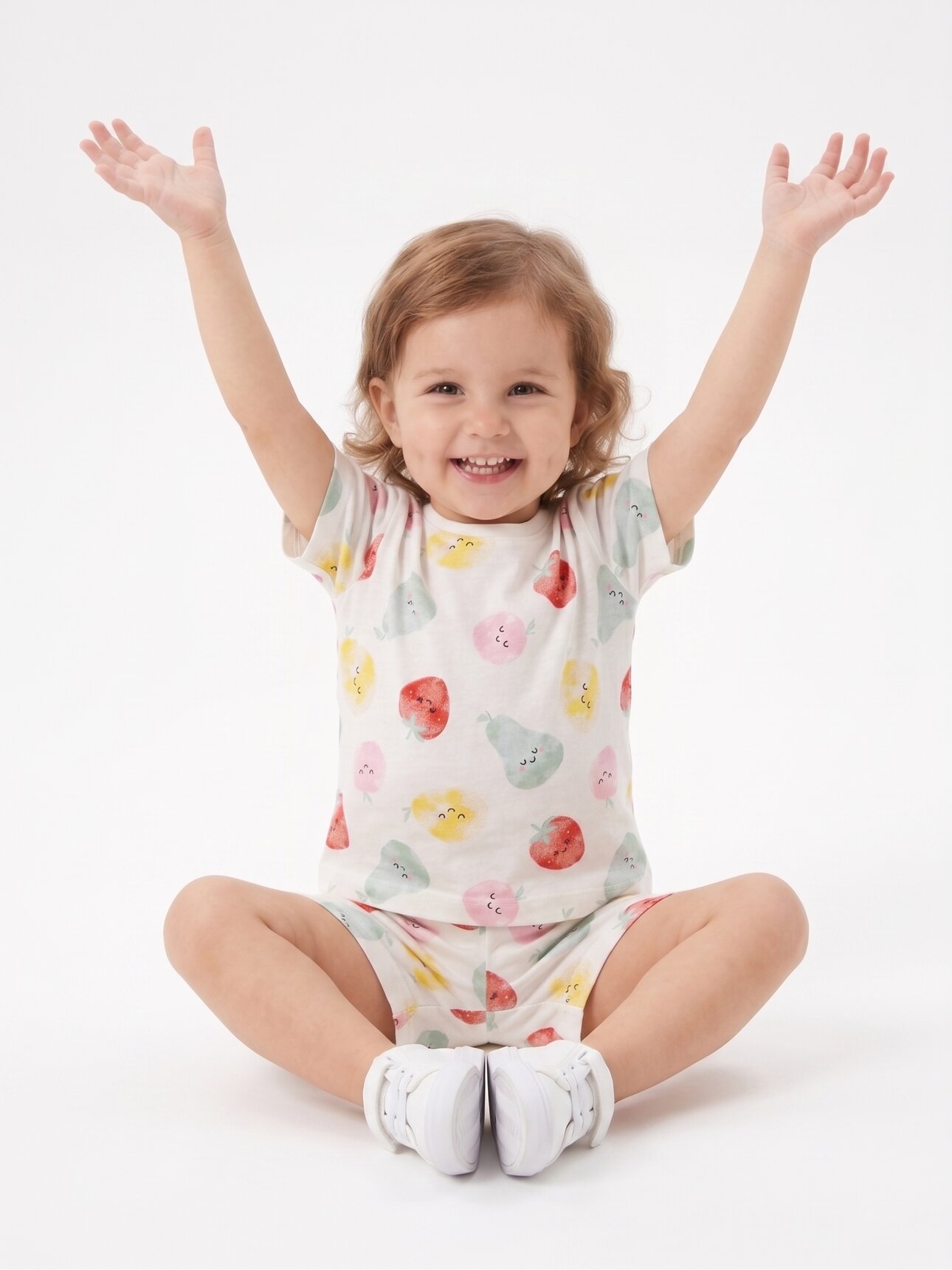 Pamuklu Armut Detaylı 2Lİ Kız Çocuk Günlük  Şortlu Takım Pijama Takımı - Görsel 3
