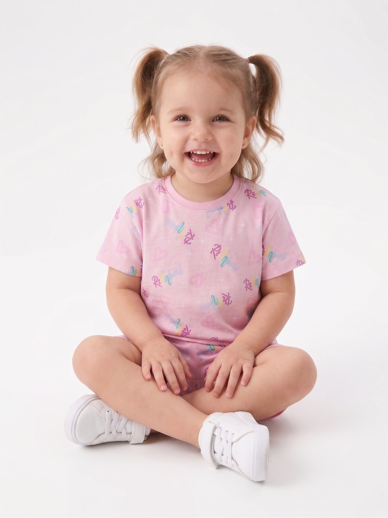 Pamuklu Kalp Detaylı 2li Şortlu Kız Çocuk Günlük Takım Pijama Takımı - Görsel 3