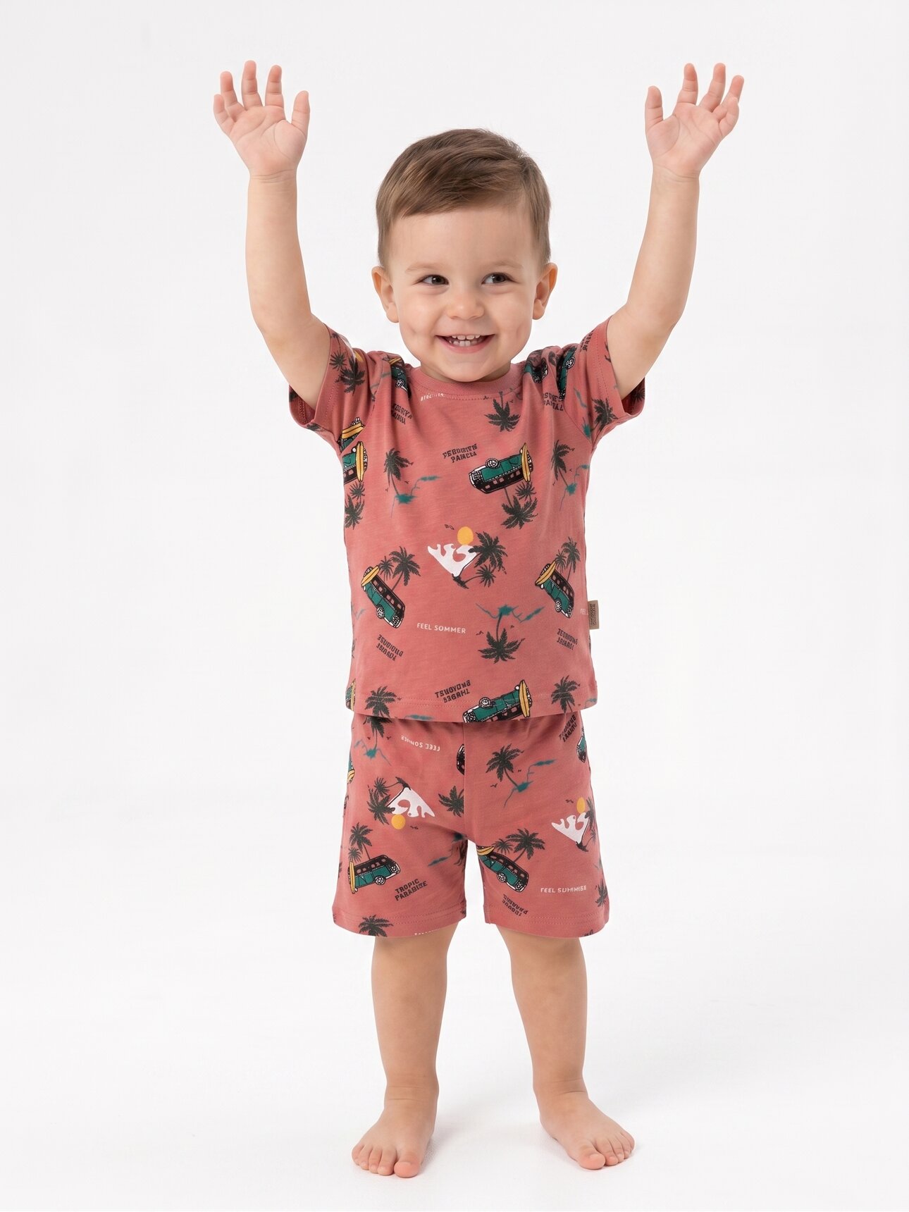 Pamuklu Yaz Temalı 2Lİ Erkek Çocuk Günlük Şortlu Takım Pijama Takımı - Görsel 2