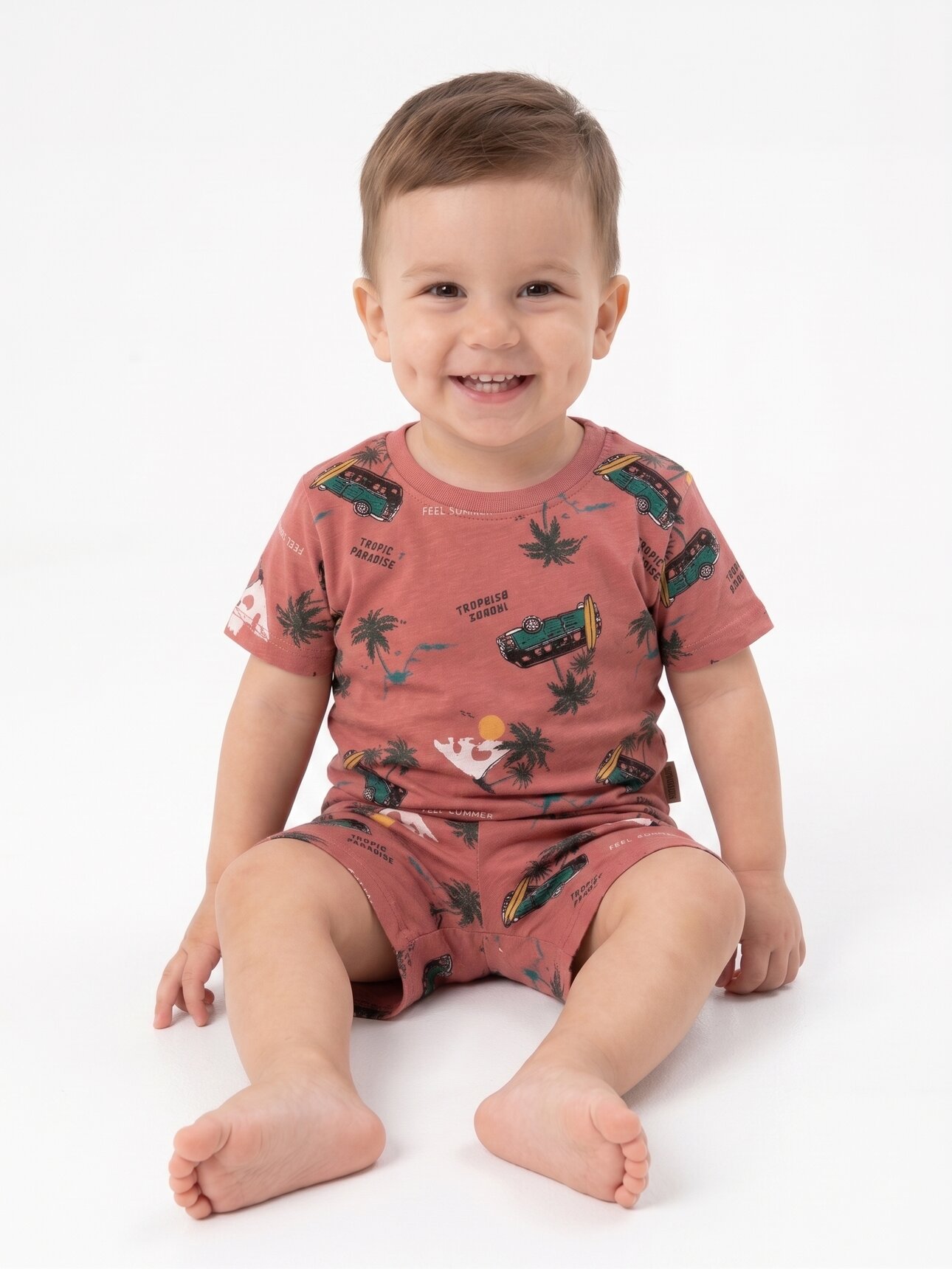 Pamuklu Yaz Temalı 2Lİ Erkek Çocuk Günlük Şortlu Takım Pijama Takımı - Görsel 3