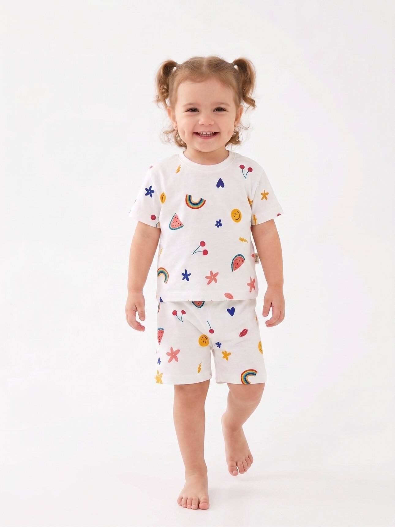Pamuklu Yaz Detaylı 2Lİ Şortlu Günlük Kız Çocuk Takım Pijama Takımı - Görsel 2