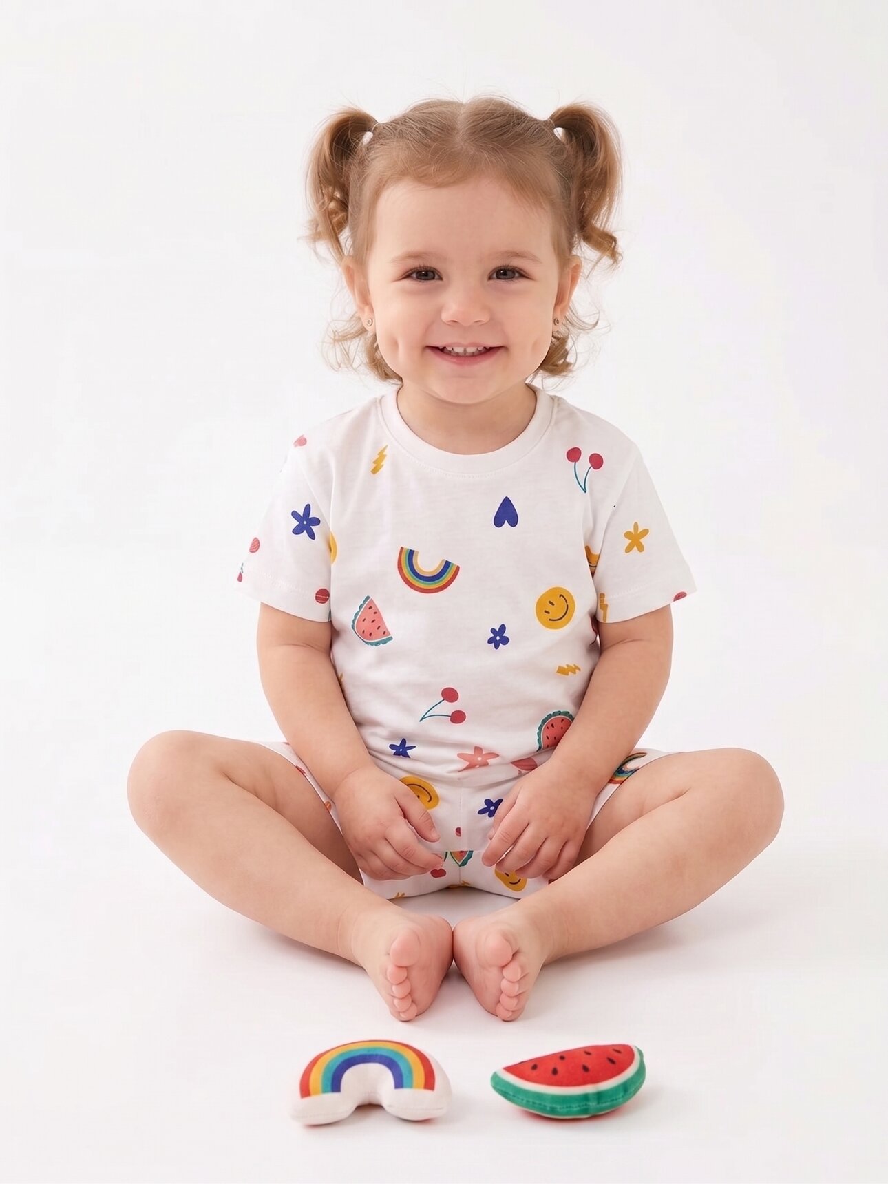 Pamuklu Yaz Detaylı 2Lİ Şortlu Günlük Kız Çocuk Takım Pijama Takımı - Görsel 3
