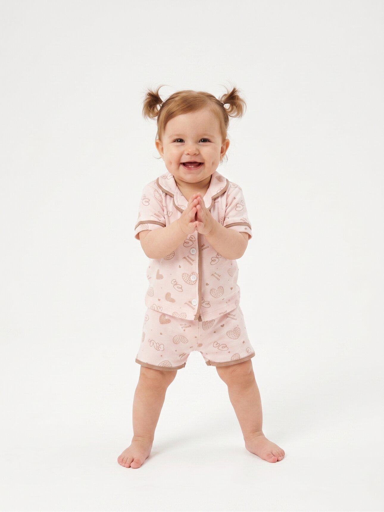 Pamuklu Düğmeli Kalp Detaylı 2Lİ Kız Bebek Pijama Takımı - Görsel 2