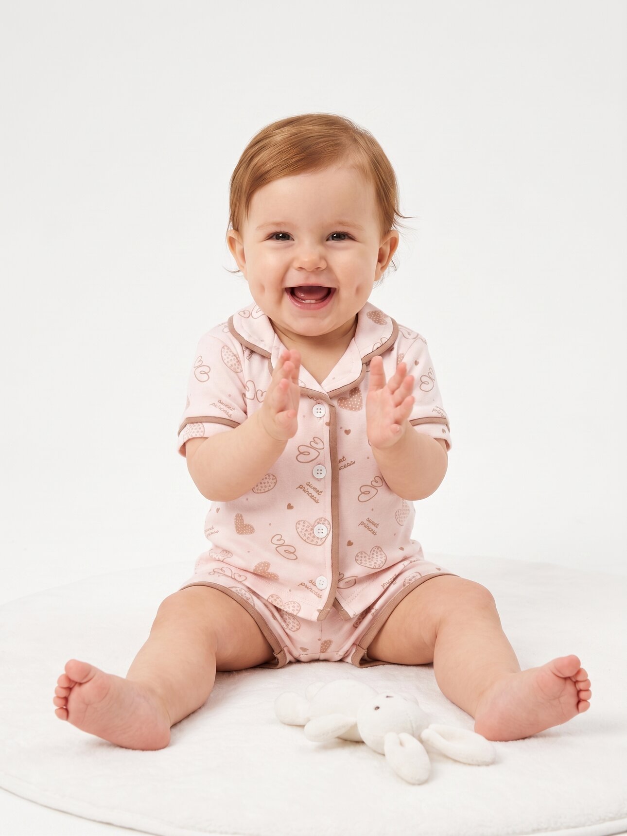 Pamuklu Düğmeli Kalp Detaylı 2Lİ Kız Bebek Pijama Takımı - Görsel 3