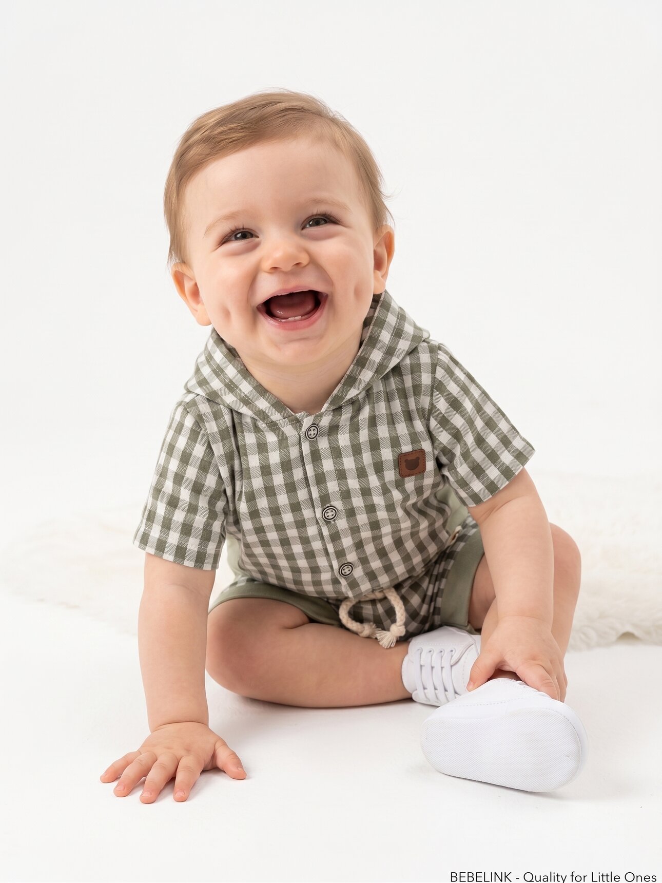 Pamuklu Kapüşon Detaylı Ham Keten 2li Erkek Bebek Takım - Görsel 2