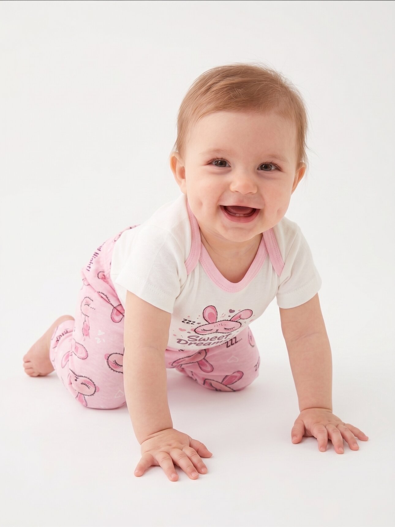 Pamuklu Tavşan Detaylı 2lİ Kız  Bebek Zıbınlı Günlük Takım - Görsel 3