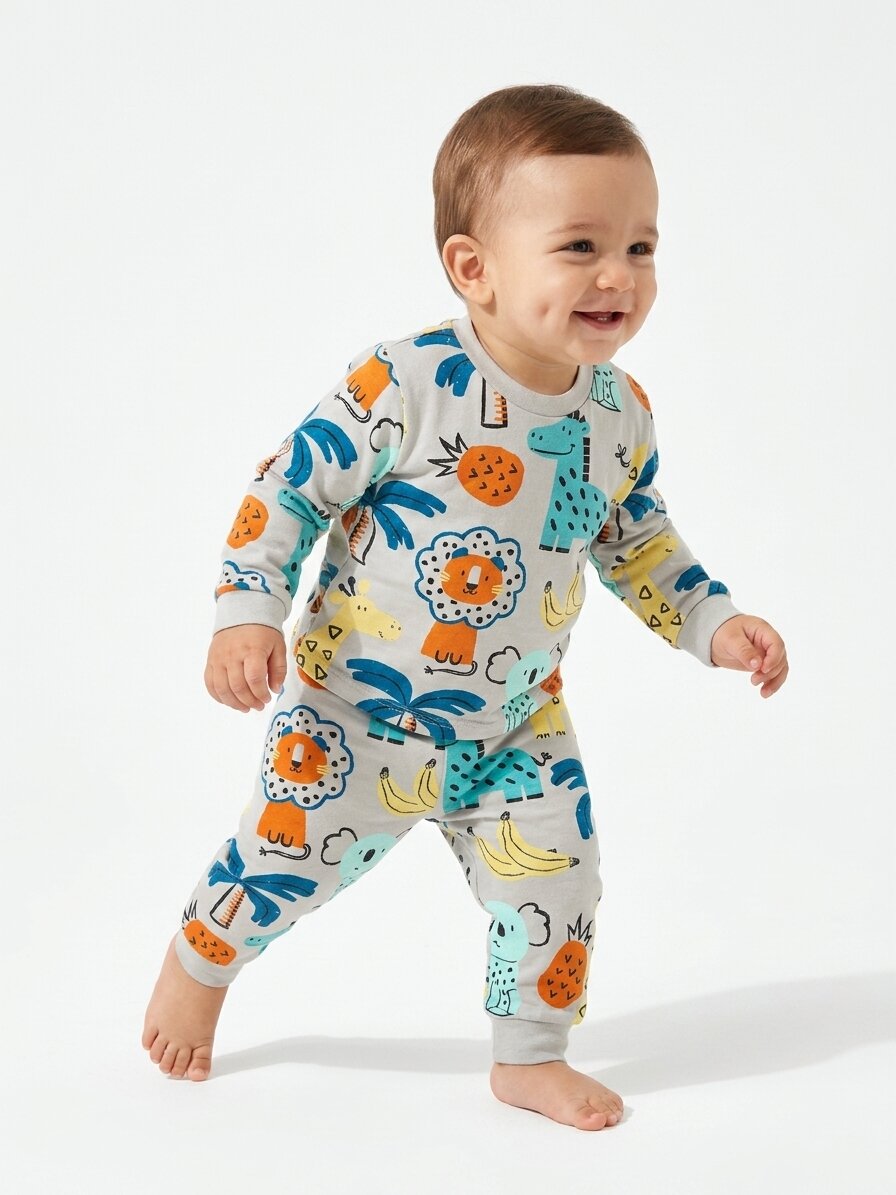 Pamuklu Aslan Detaylı Erkek Bebek Günlük 2li Takım Pijama - Görsel 2